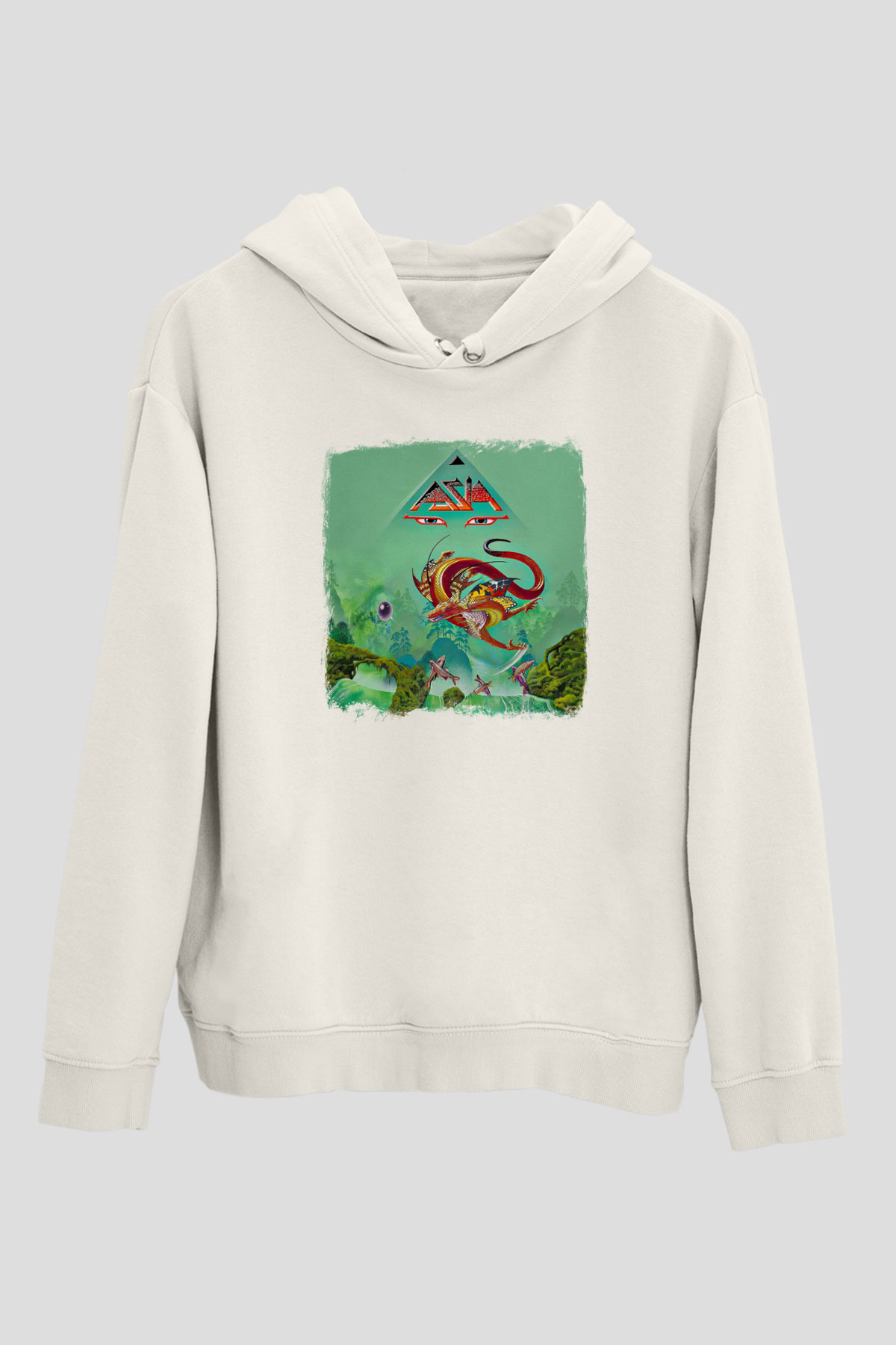 Asia Baskılı Unisex Beyaz Hoodie