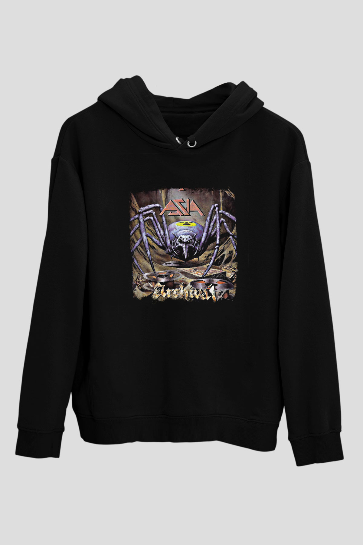 Asia Baskılı Unisex Siyah Hoodie