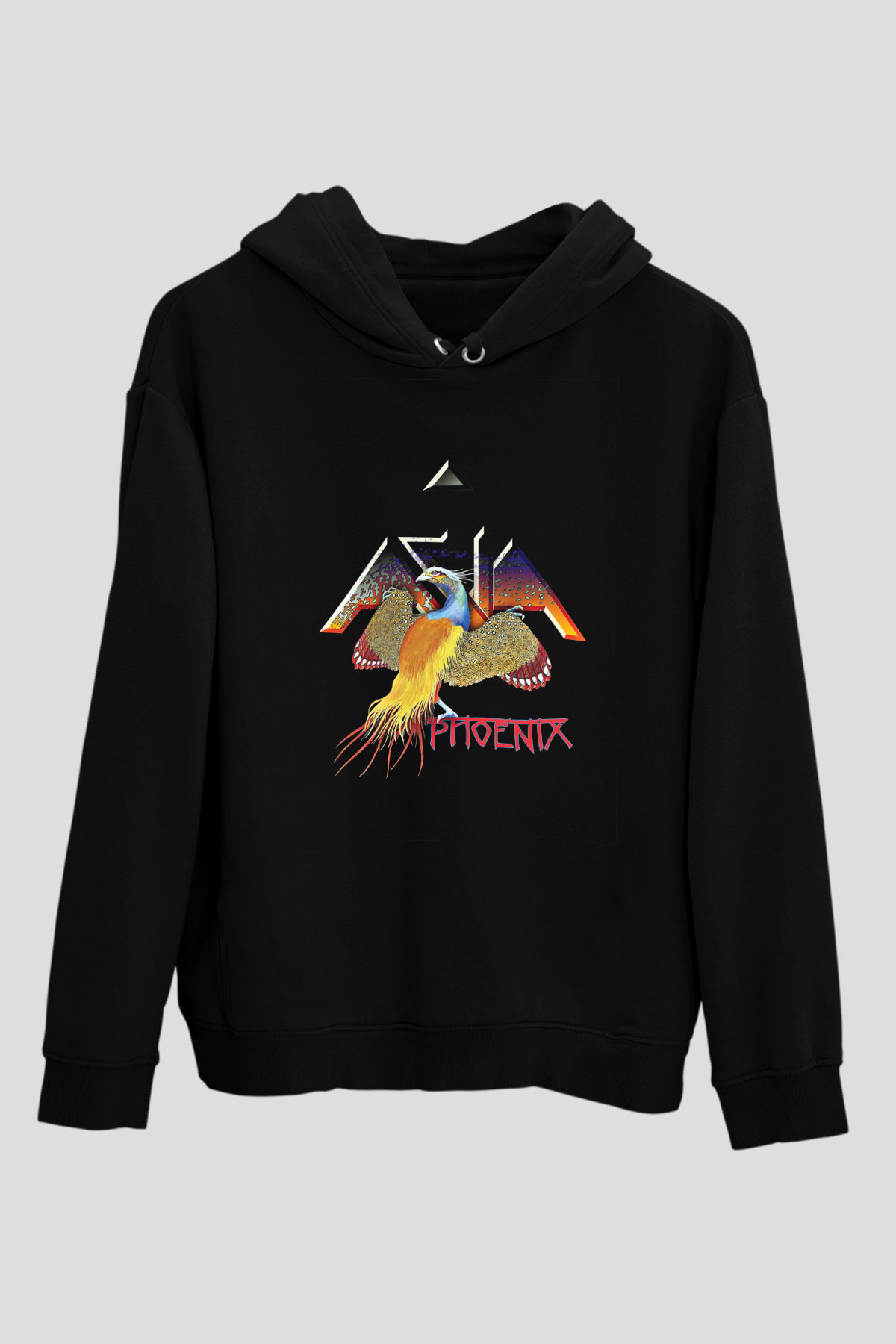 Asia Baskılı Unisex Siyah Hoodie
