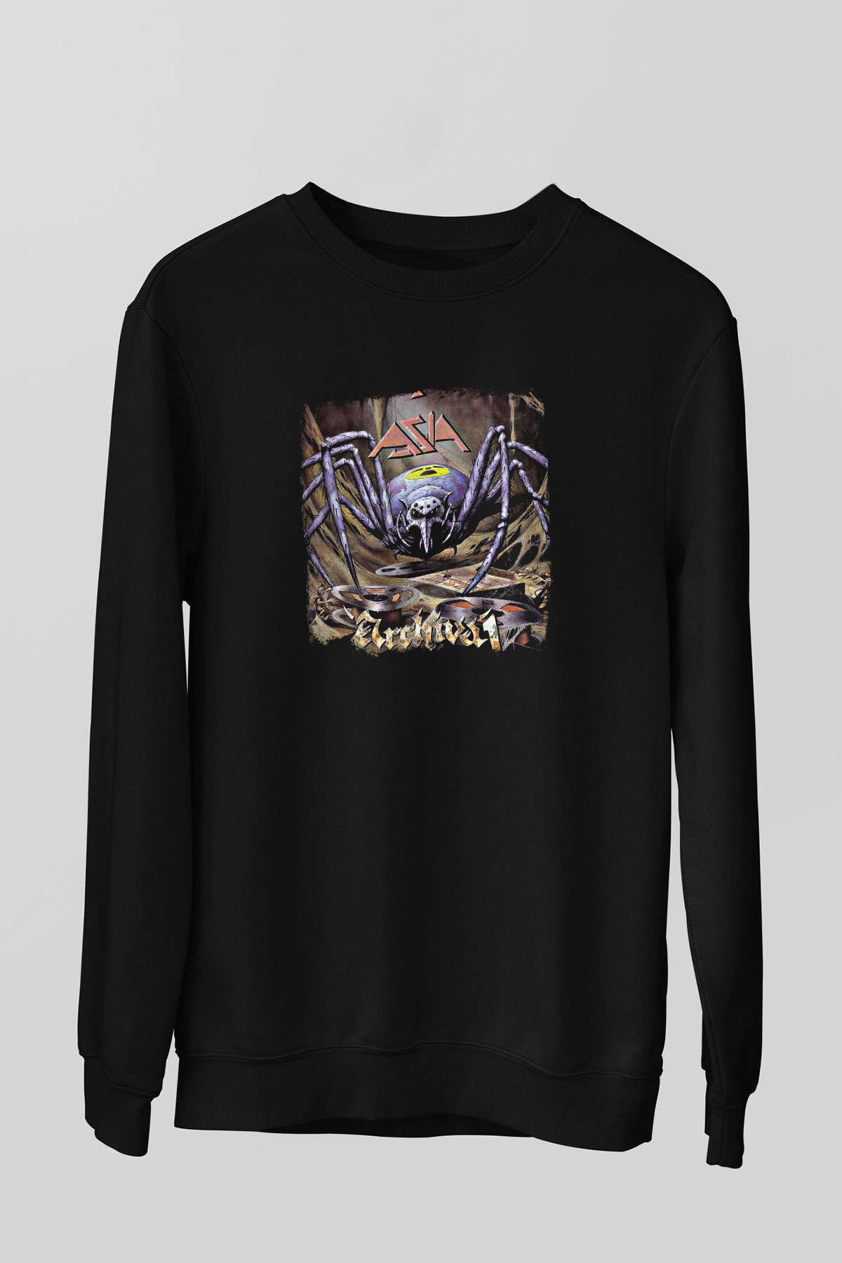 Asia Baskılı Unisex Siyah Sweatshirt