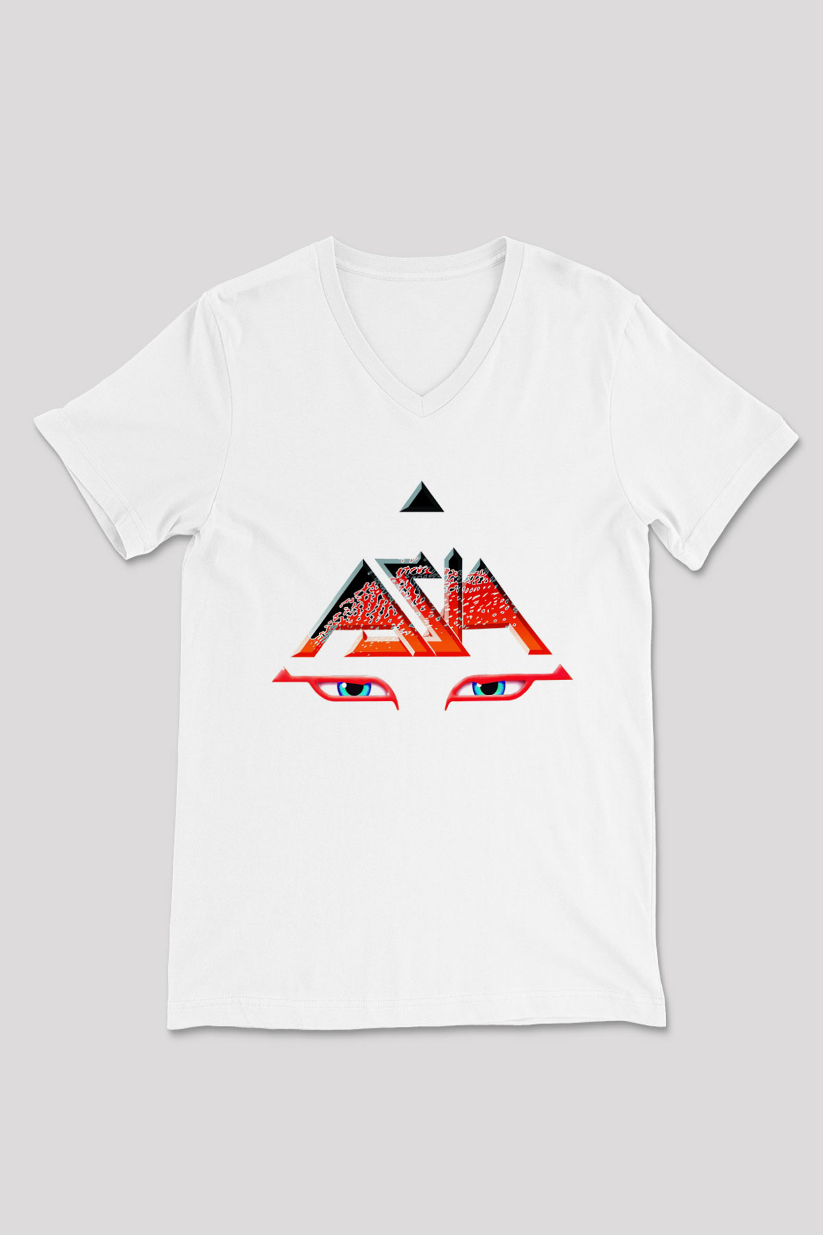 Asia Beyaz Unisex V Yaka Tişört T-Shirt