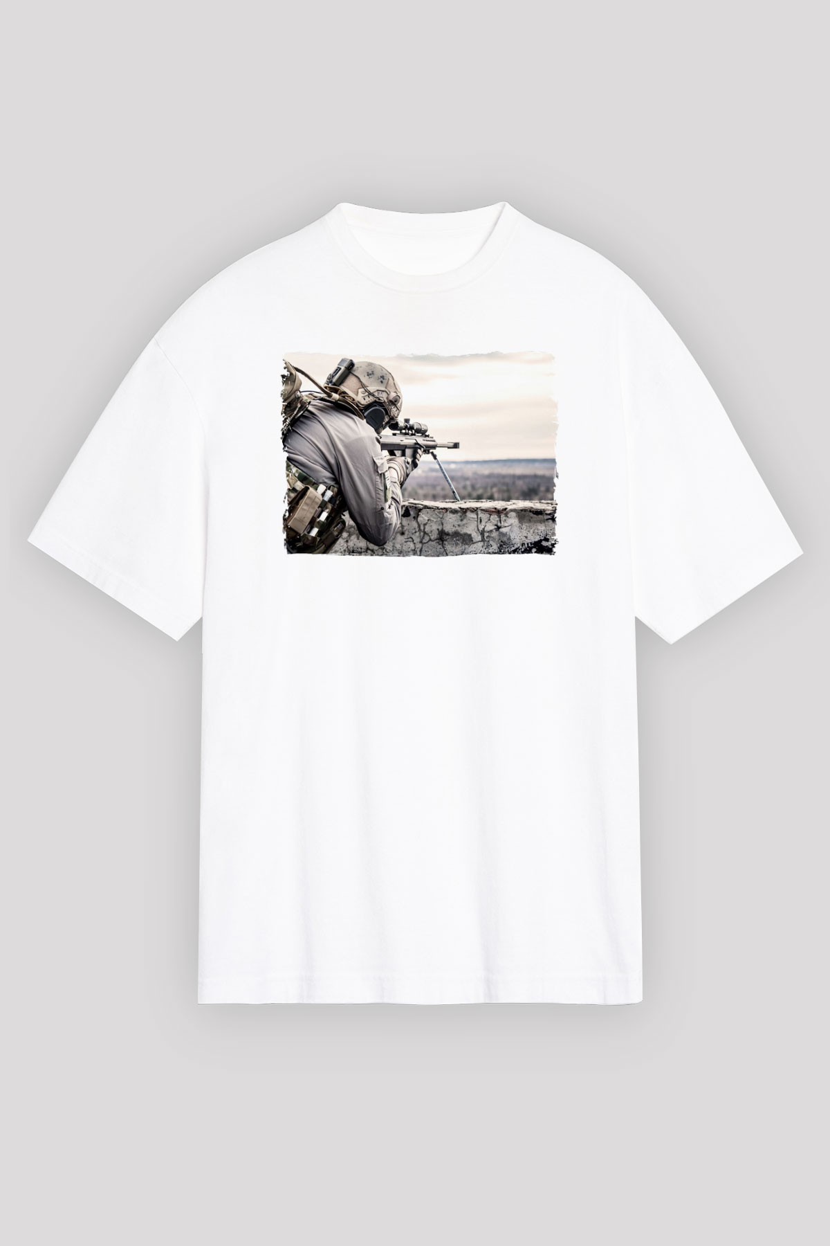 Asker Beyaz Unisex Tişört T-Shirt - TişörtFabrikası