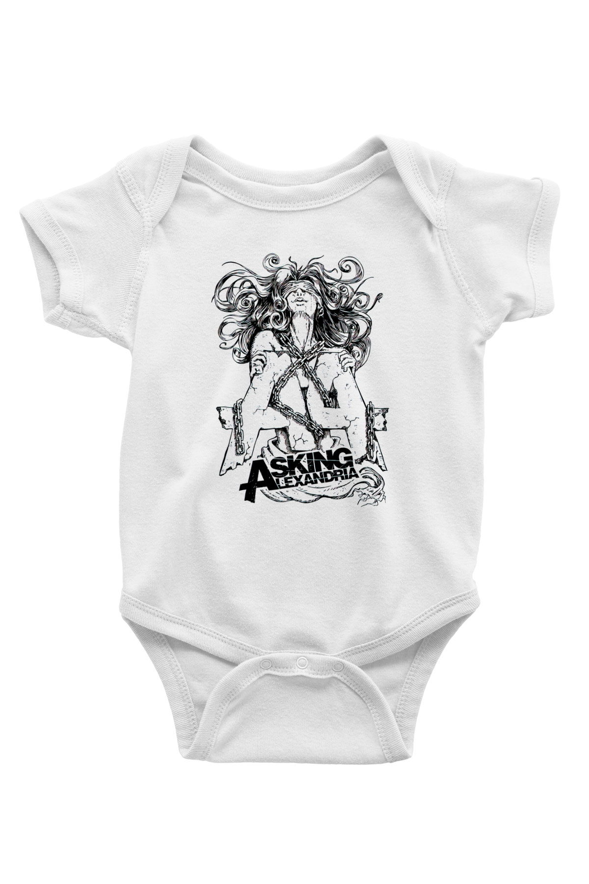 Asking Alexandria Baskılı Beyaz Unisex Bebek Body - Zıbın