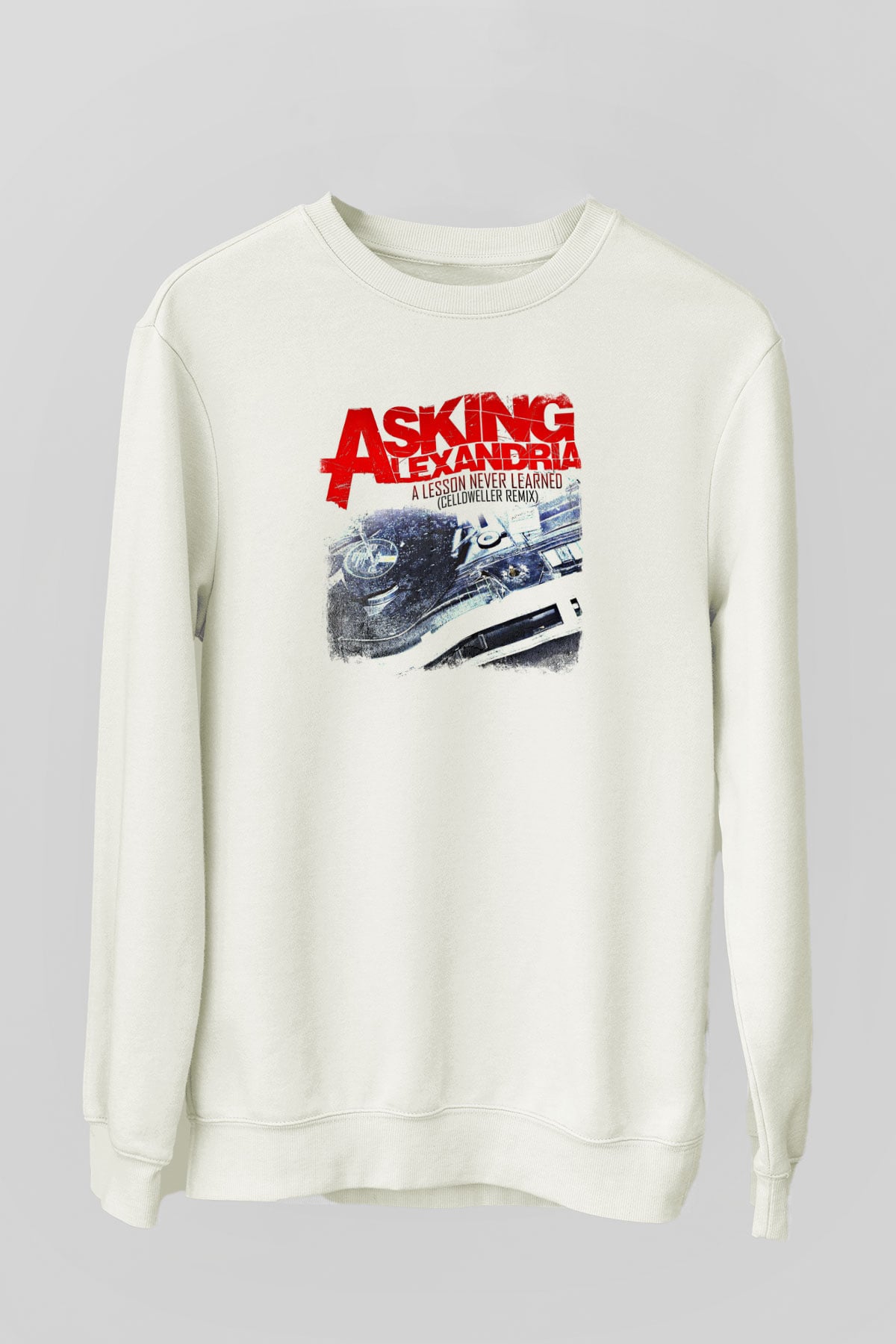 Asking Alexandria Baskılı Unisex Beyaz Sweatshirt
