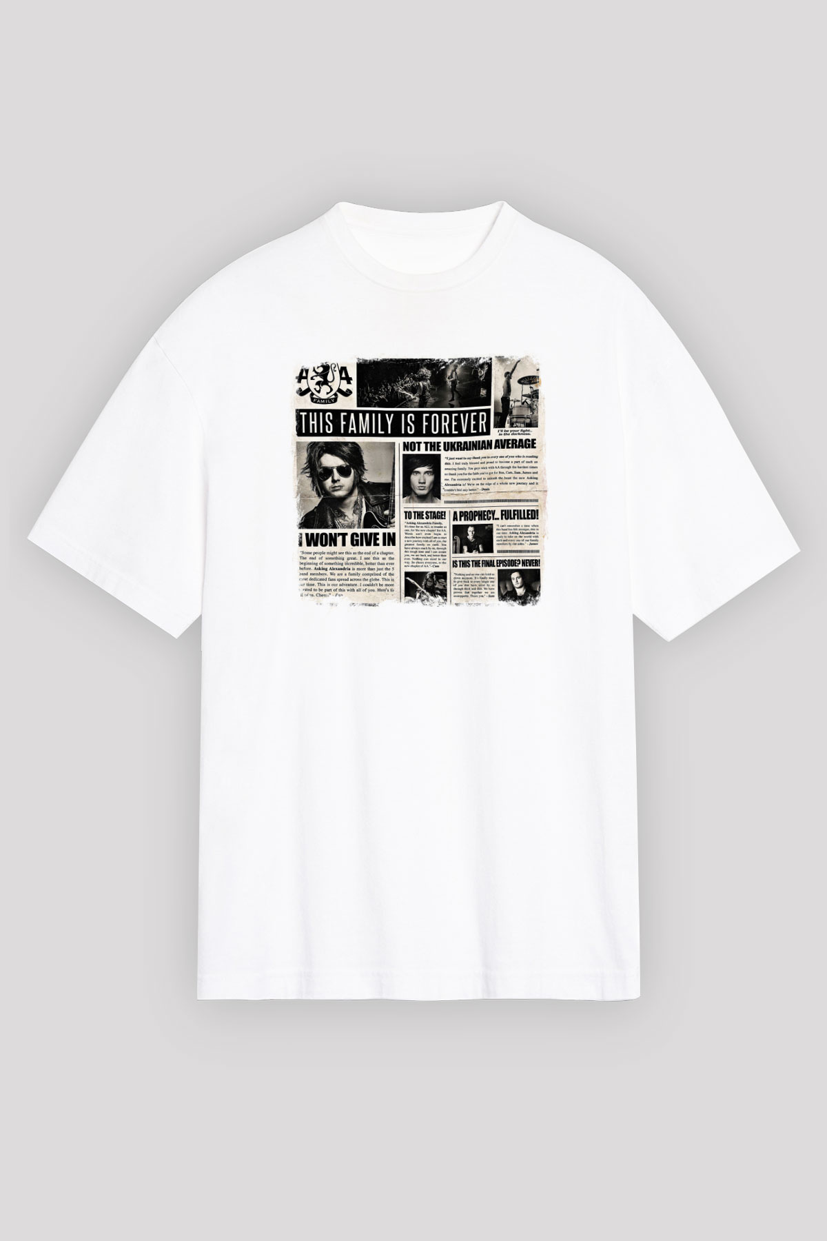 Asking Alexandria Baskılı Unisex Beyaz Oversize Tişört
