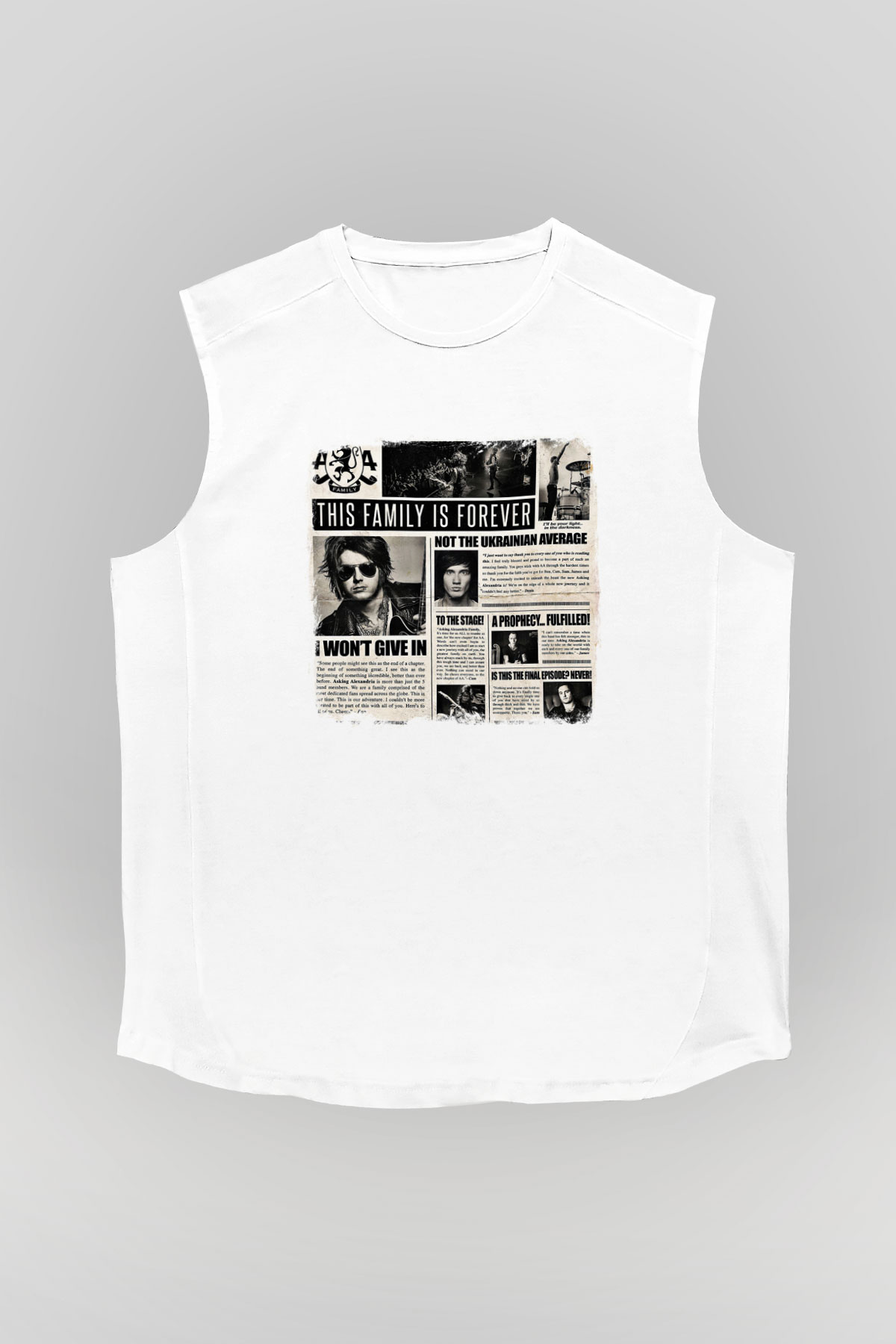 Asking Alexandria Baskılı Unisex Beyaz Kolsuz Tişört