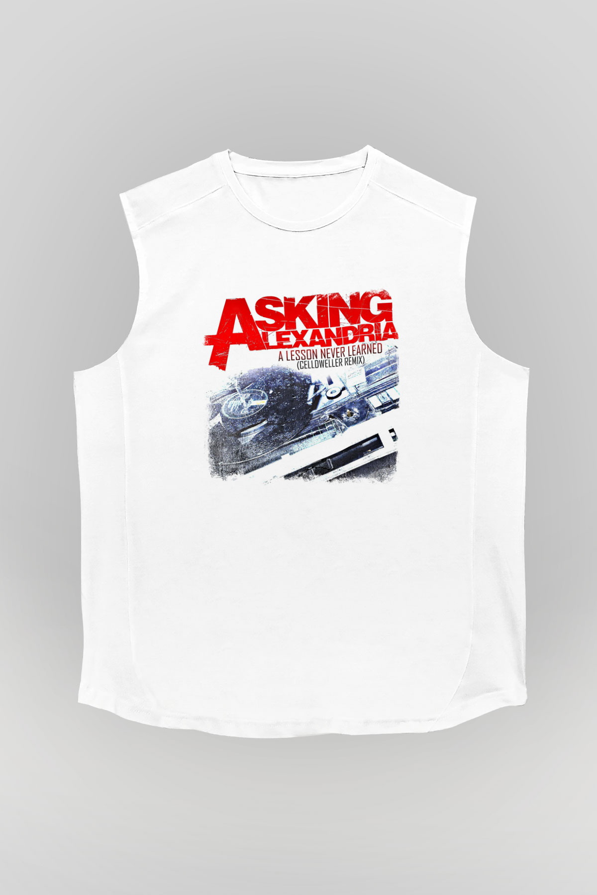 Asking Alexandria Baskılı Unisex Beyaz Kolsuz Tişört