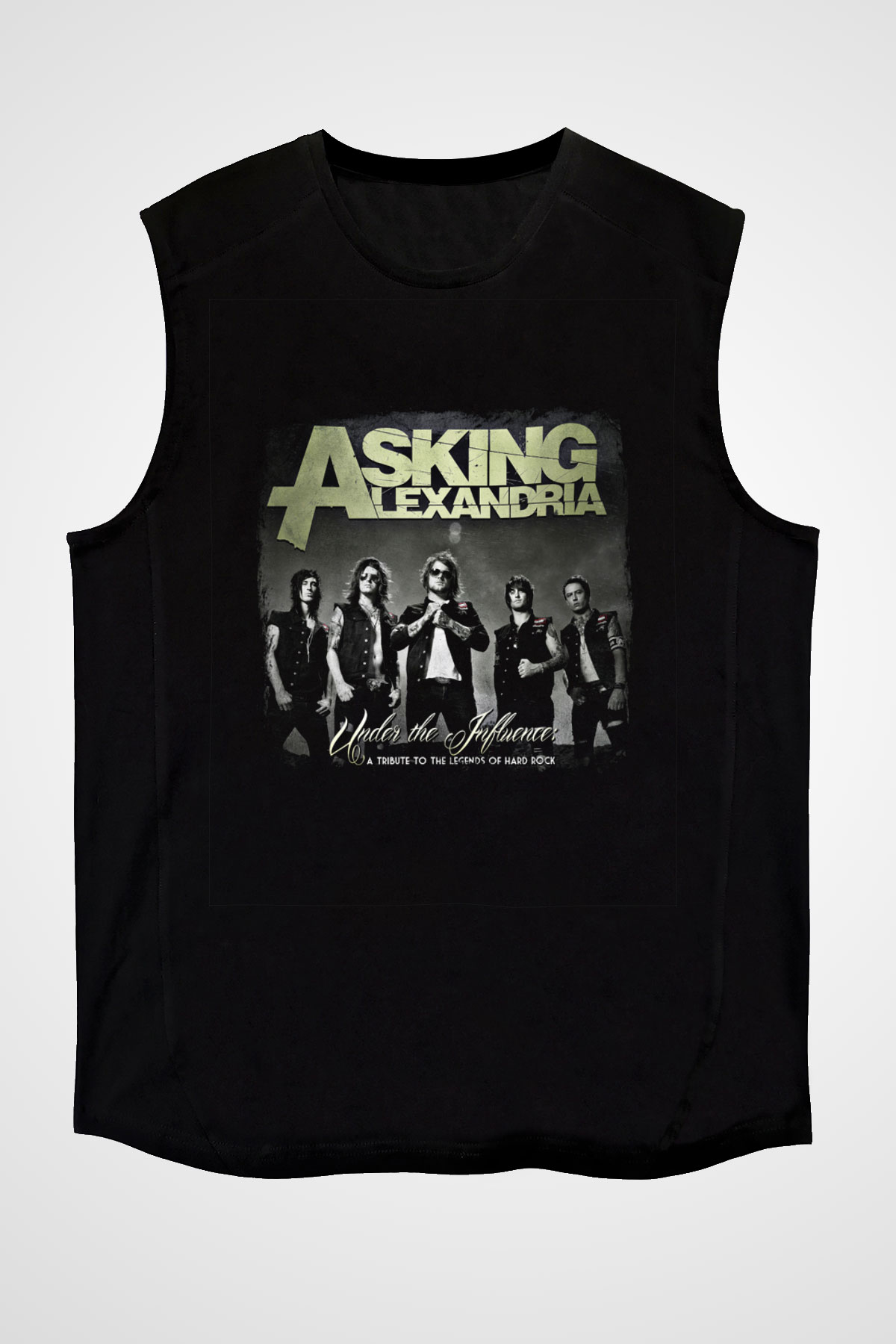 Asking Alexandria Baskılı Unisex Siyah Kolsuz Tişört