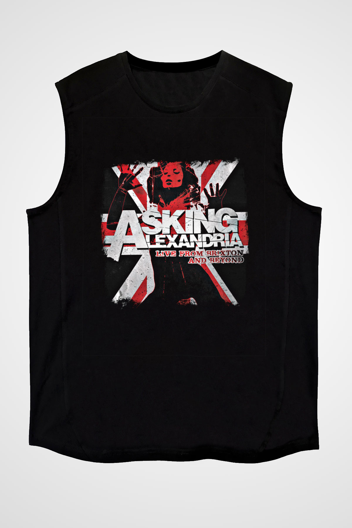 Asking Alexandria Baskılı Unisex Siyah Kolsuz Tişört