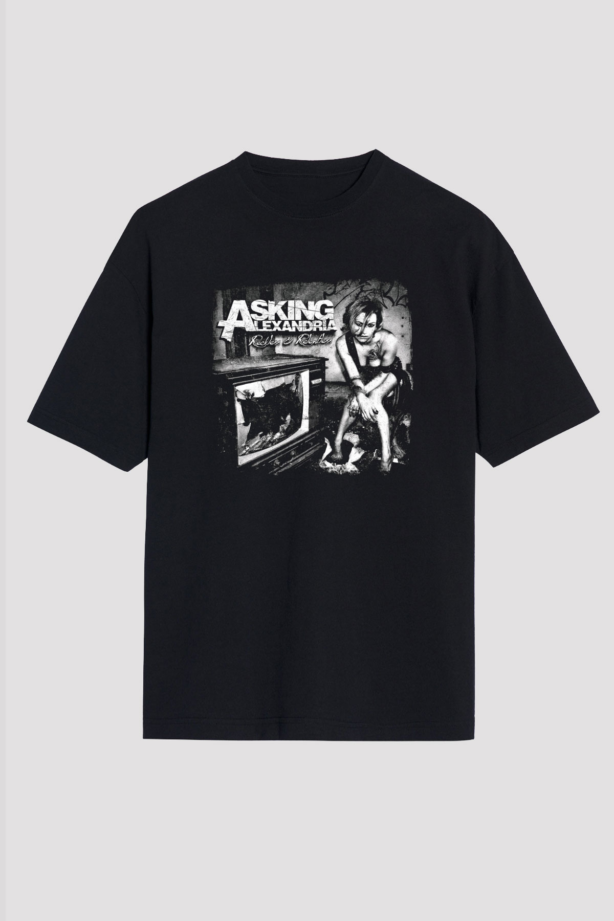 Asking Alexandria Baskılı Unisex Siyah Oversize Tişört