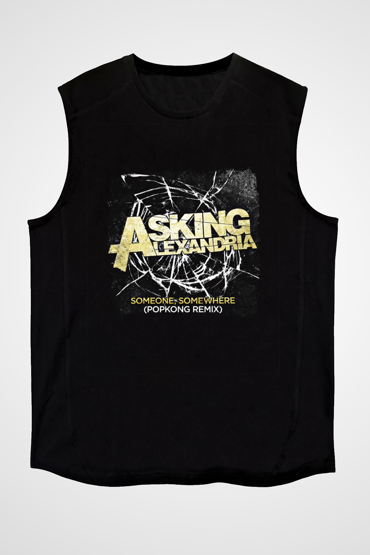 Asking Alexandria Baskılı Unisex Siyah Kolsuz Tişört
