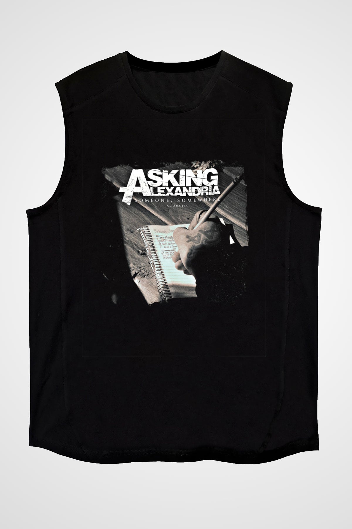 Asking Alexandria Baskılı Unisex Siyah Kolsuz Tişört
