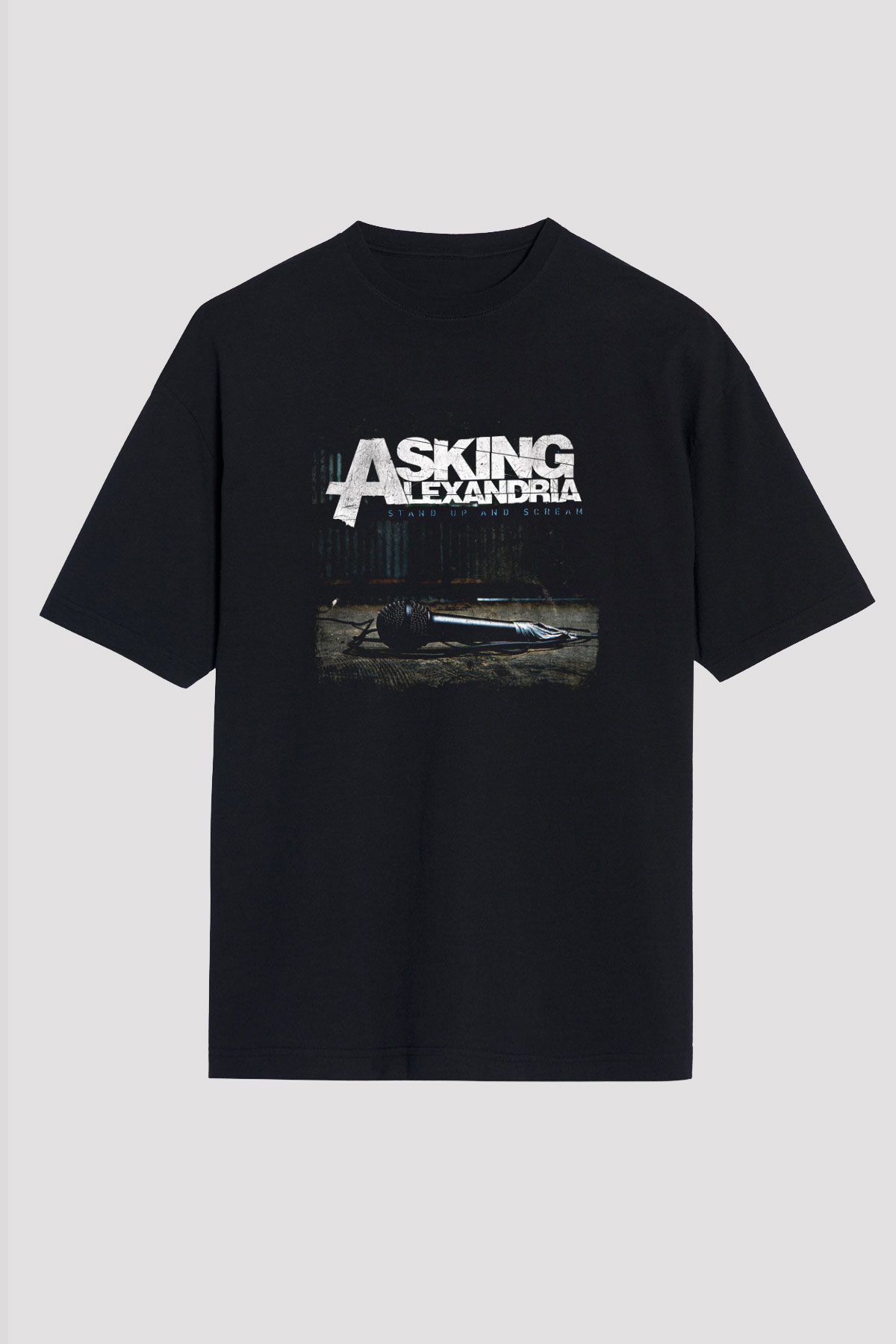 Asking Alexandria Baskılı Unisex Siyah Oversize Tişört