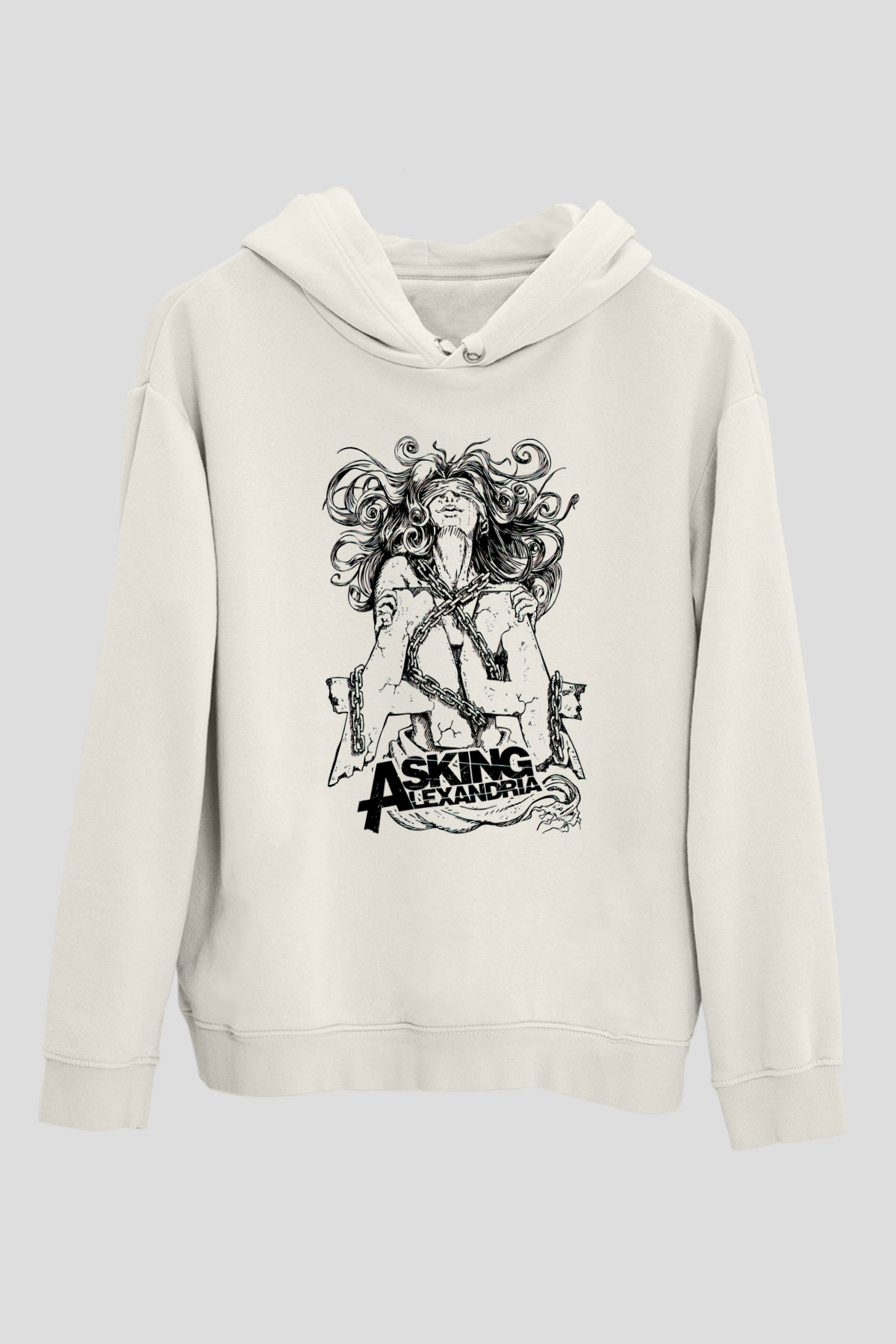 Asking Alexandria Beyaz Unisex Kapşonlu Sweatshirt