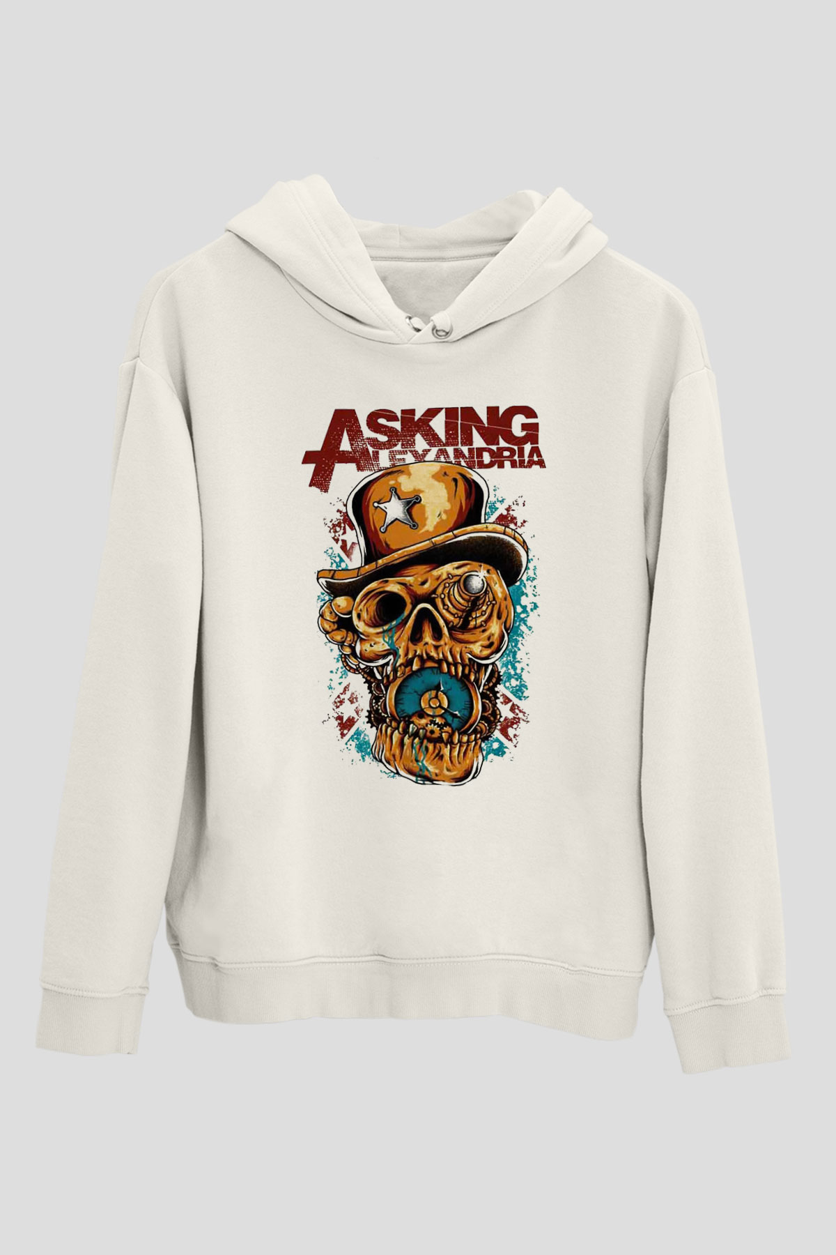 Asking Alexandria Beyaz Unisex Kapüşonlu Sweatshirt