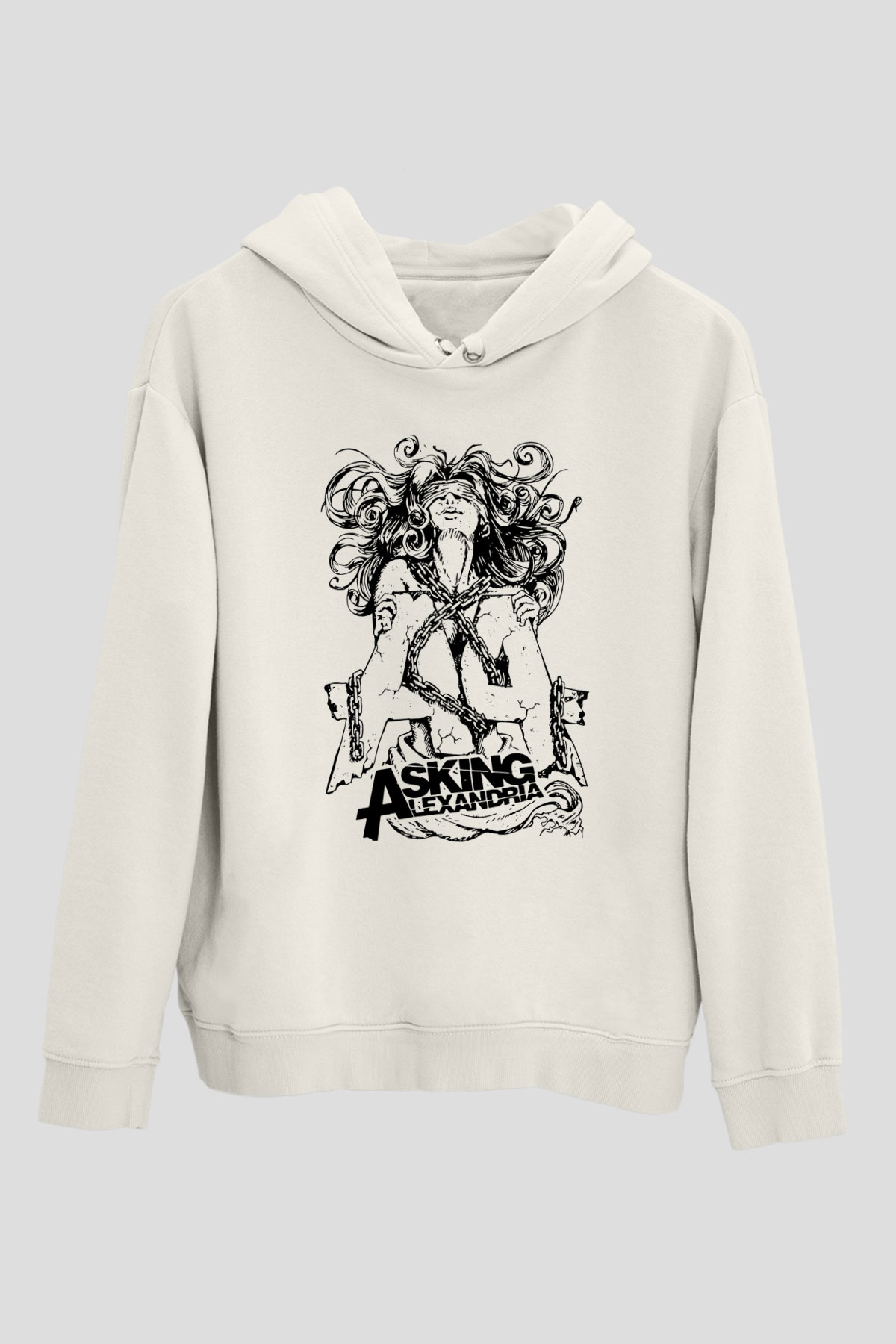 Asking Alexandria Beyaz Unisex Kapüşonlu Sweatshirt