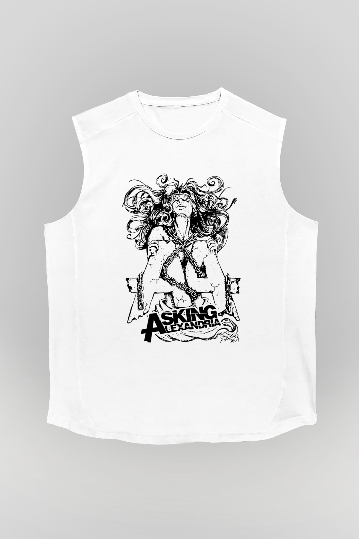 Asking Alexandria Beyaz Unisex Kolsuz Tişört
