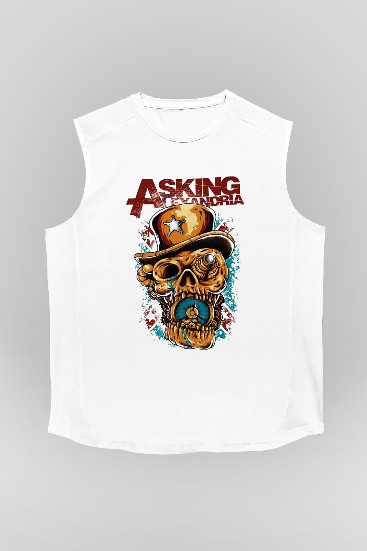Asking Alexandria Beyaz Unisex Kolsuz Tişört