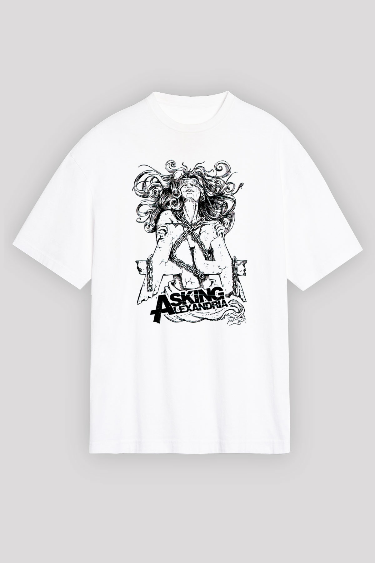 Asking Alexandria Beyaz Unisex Oversize Tişört T-Shirt