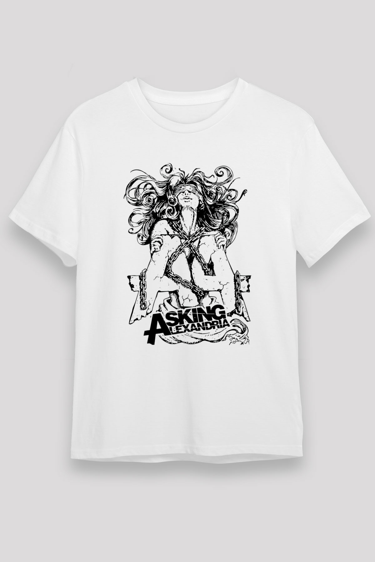 Asking Alexandria Beyaz Unisex Tişört T-Shirt - TişörtFabrikası