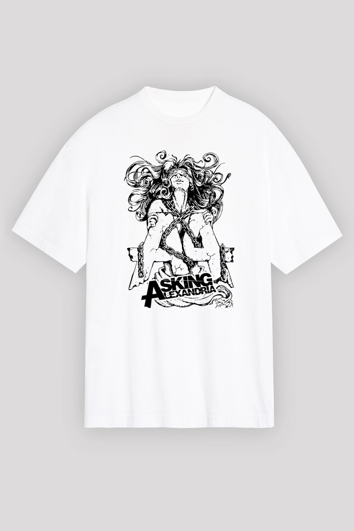 Asking Alexandria Beyaz Unisex Tişört T-Shirt - TişörtFabrikası