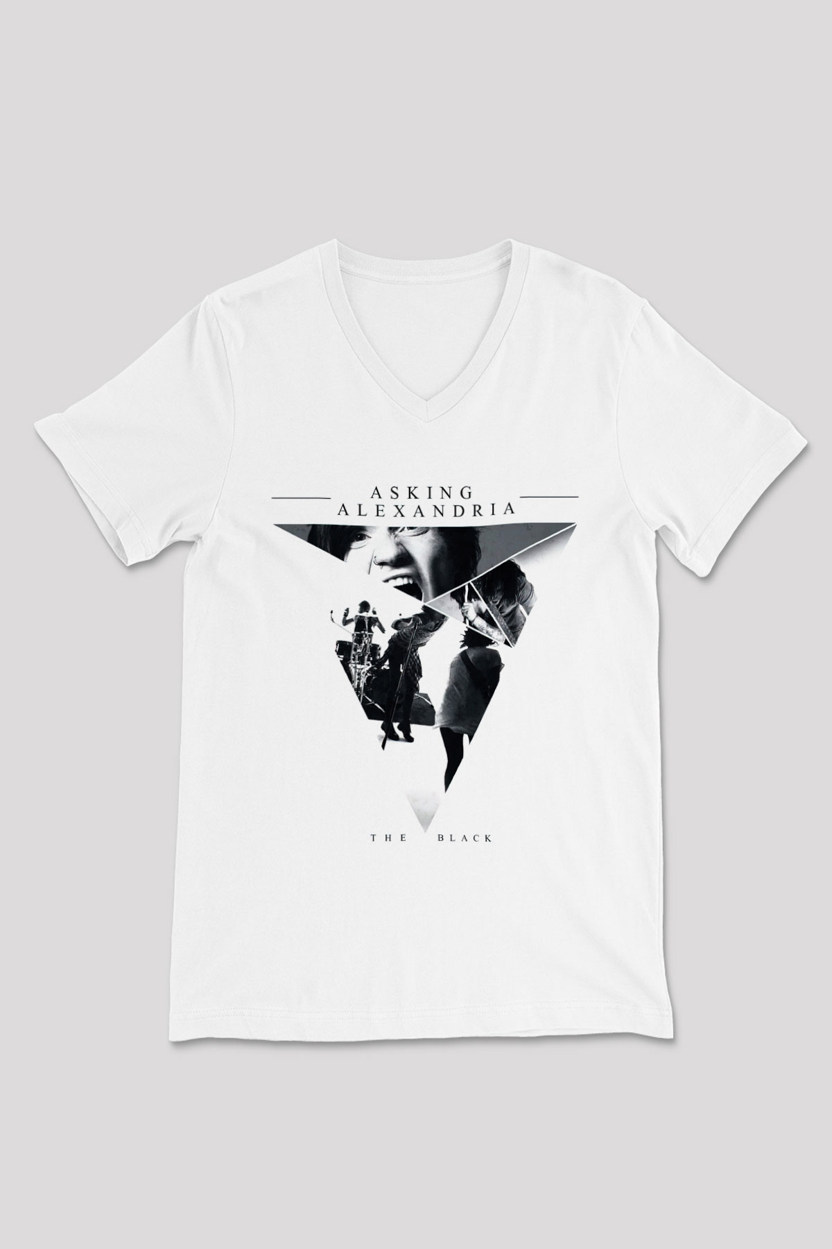 Asking Alexandria Beyaz Unisex V Yaka Tişört