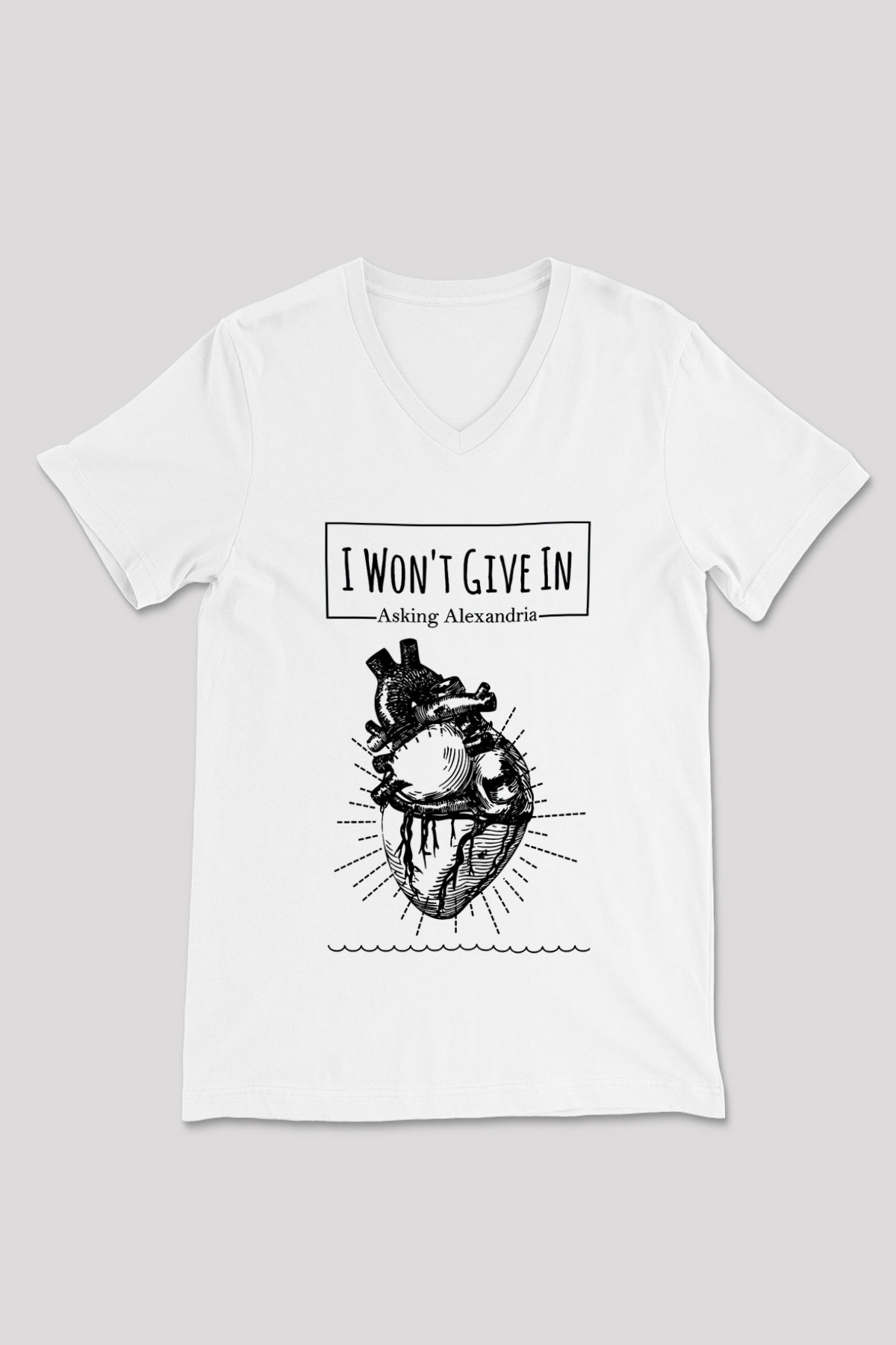 Asking Alexandria Beyaz Unisex V Yaka Tişört