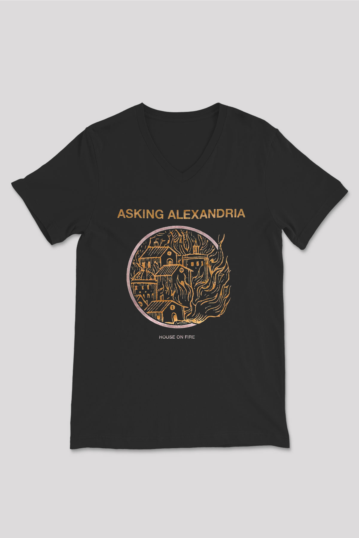 Asking Alexandria Siyah Unisex V Yaka Tişört