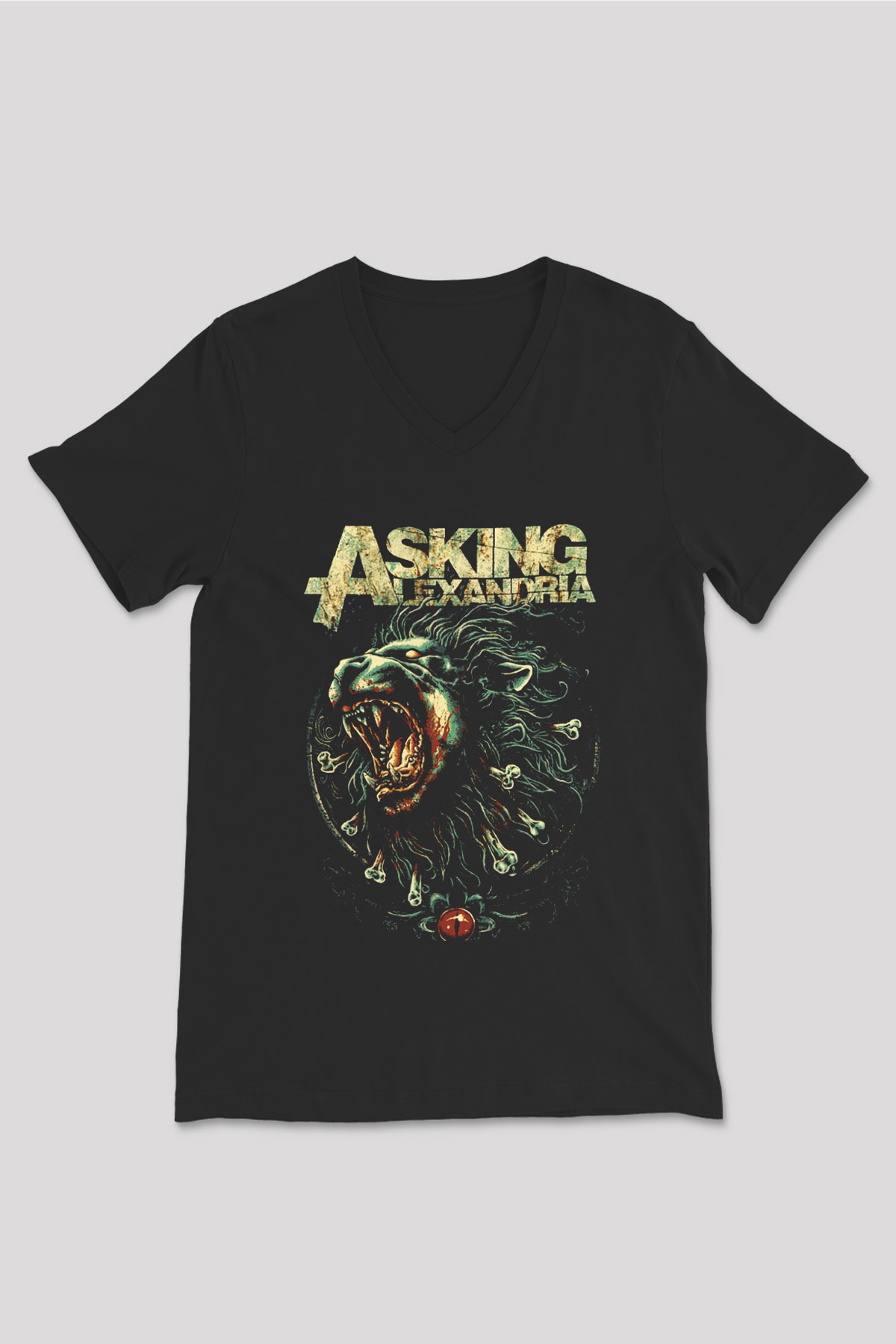 Asking Alexandria Siyah Unisex V Yaka Tişört T-Shirt
