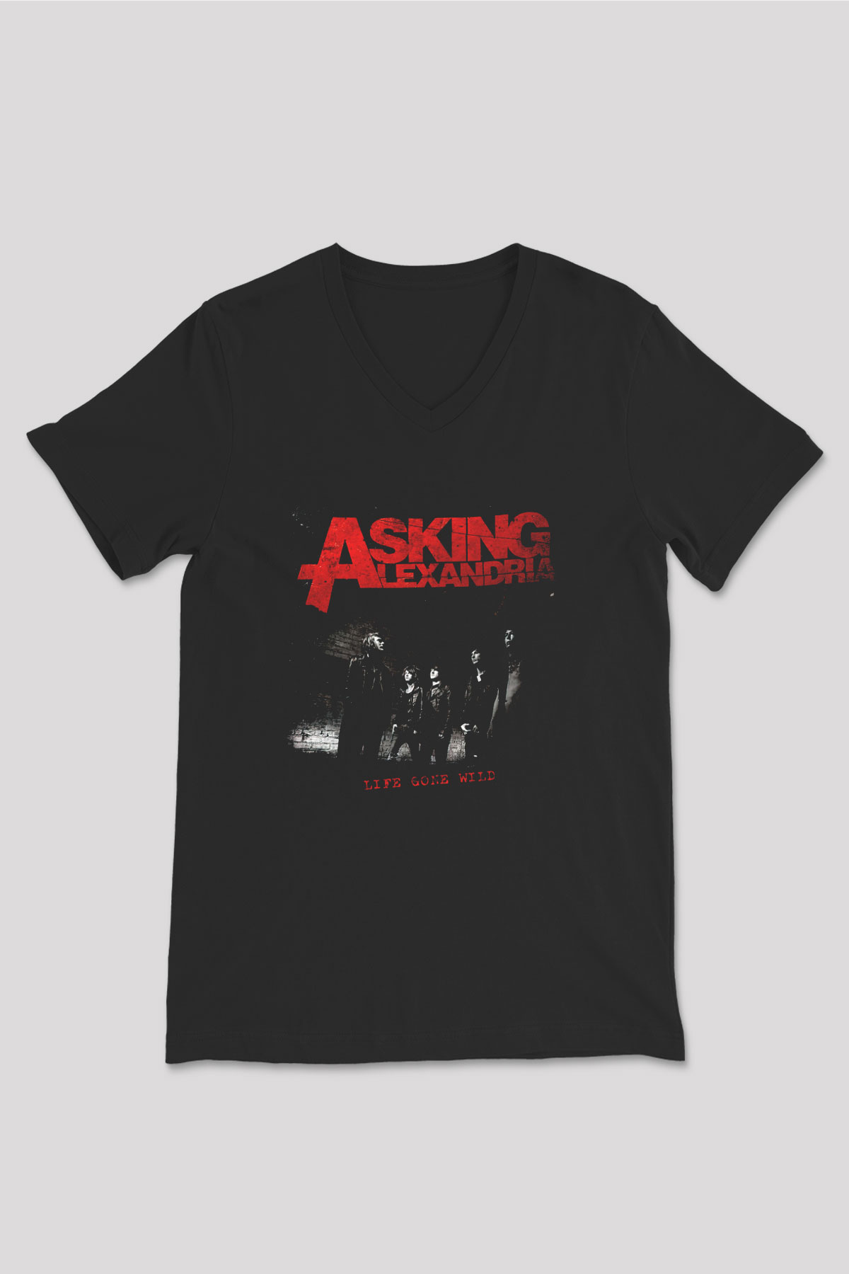 Asking Alexandria Siyah Unisex V Yaka Tişört