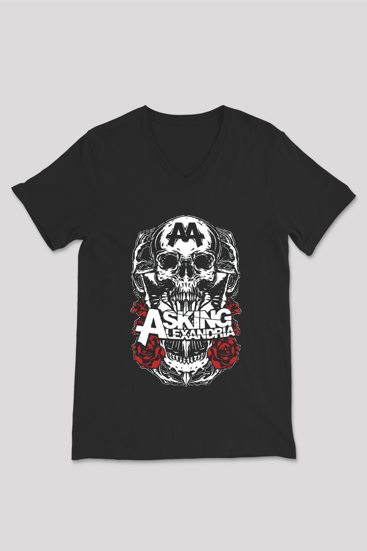Asking Alexandria Siyah Unisex V Yaka Tişört T-Shirt