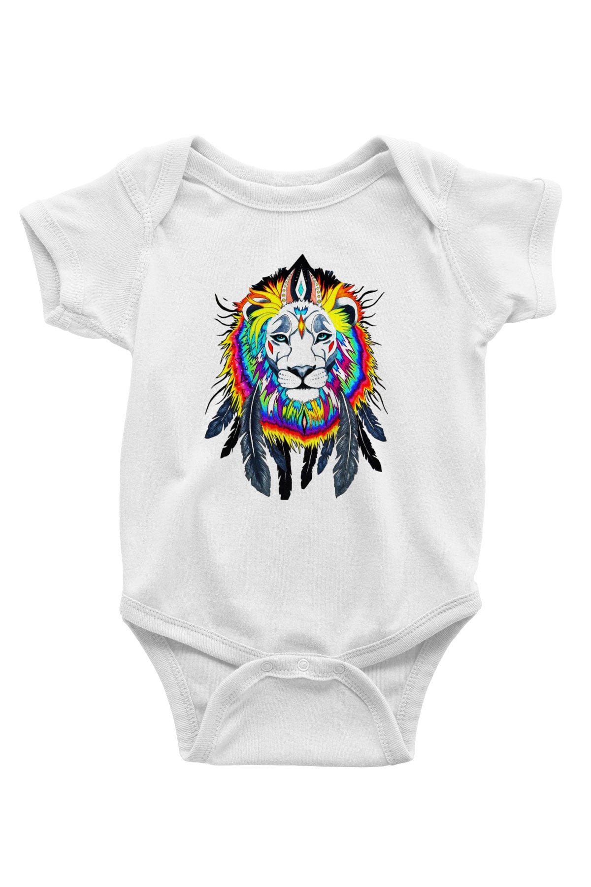 Aslan Baskılı Beyaz Unisex Bebek Body - Zıbın