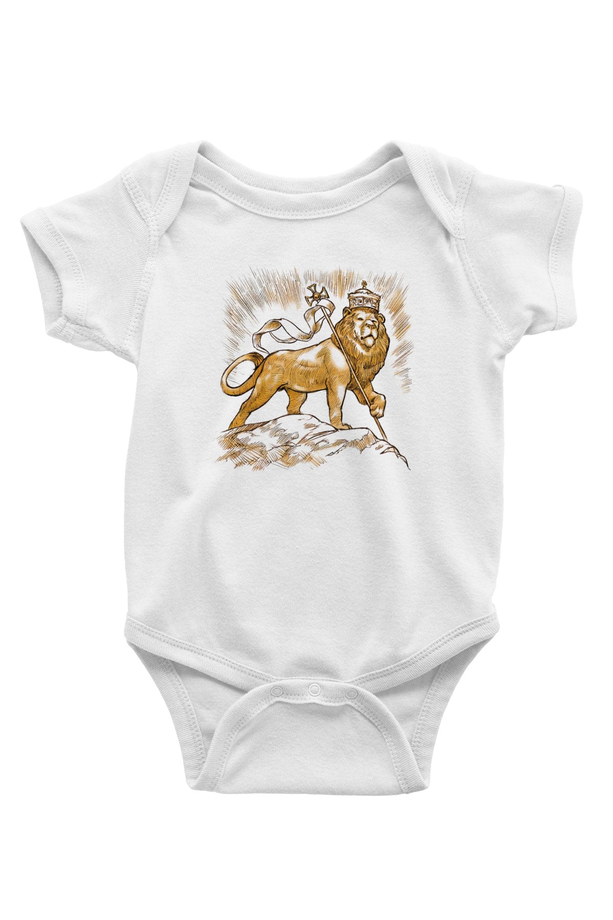 Aslan Baskılı Beyaz Unisex Bebek Body - Zıbın