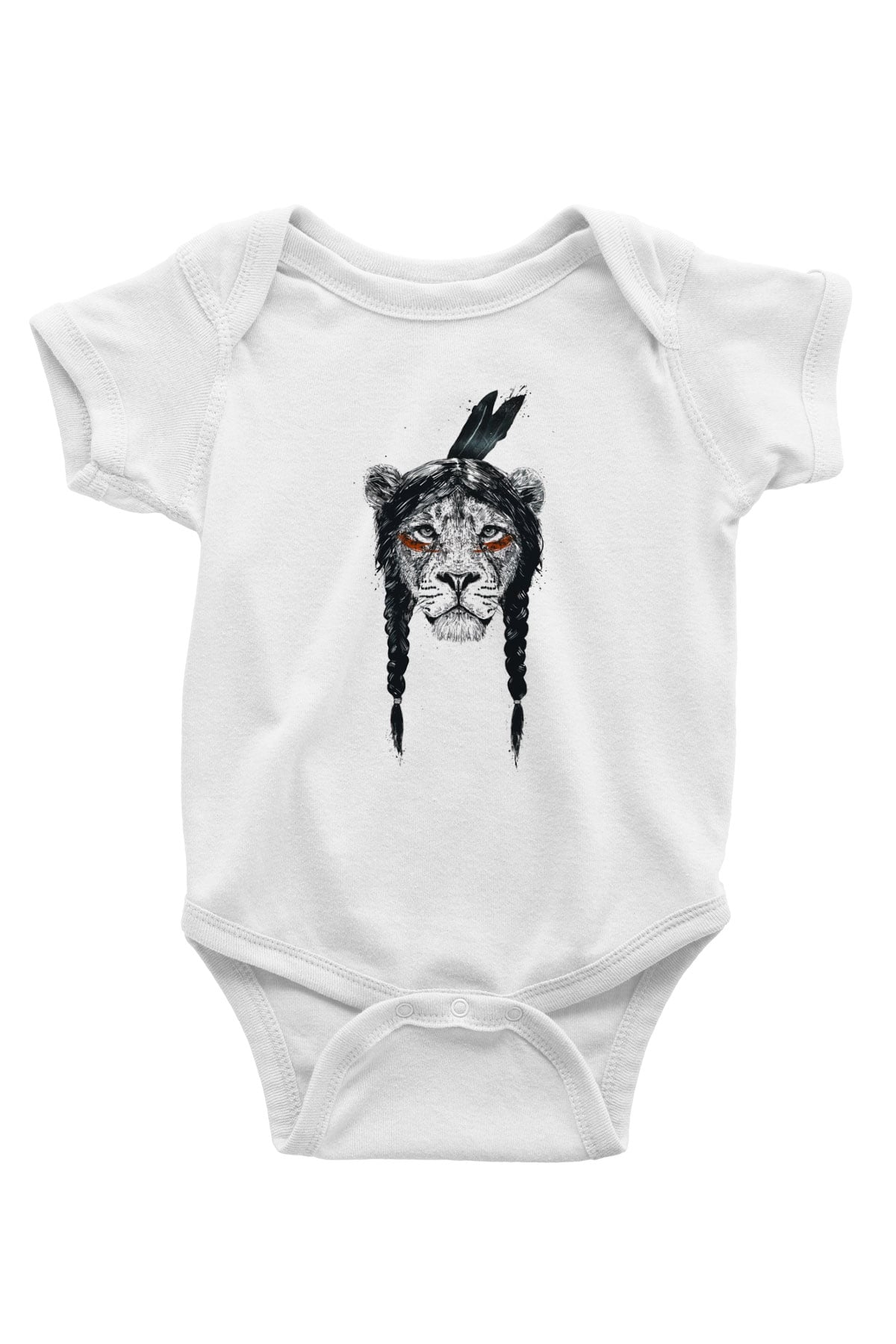 Aslan Baskılı Beyaz Unisex Bebek Body - Zıbın