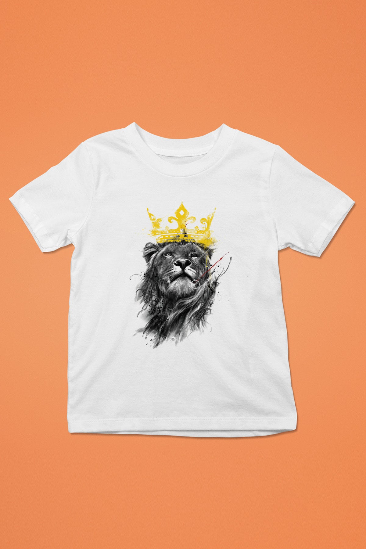 Aslan Baskılı Beyaz Unisex Çocuk Tişört