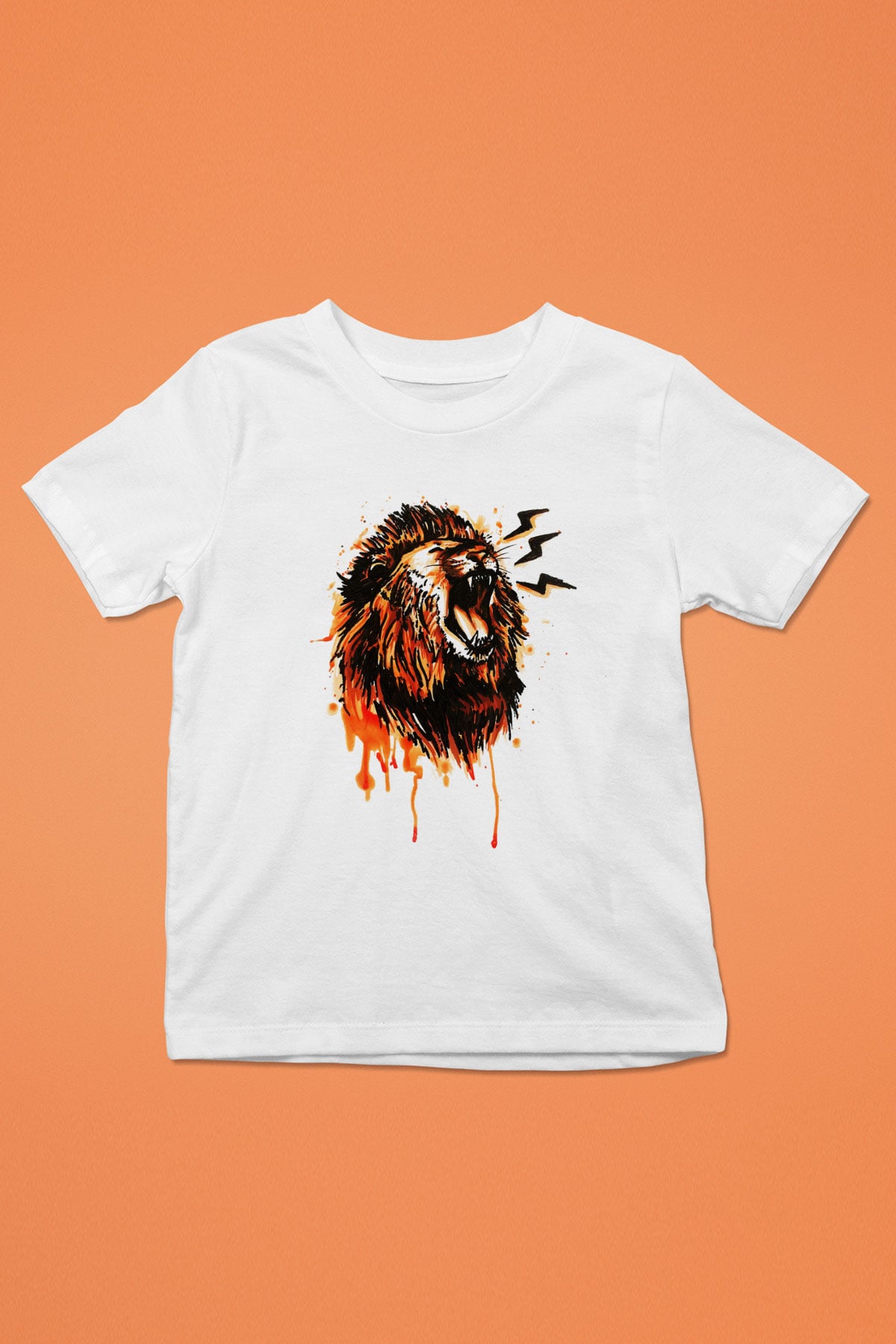 Aslan Baskılı Beyaz Unisex Çocuk Tişört