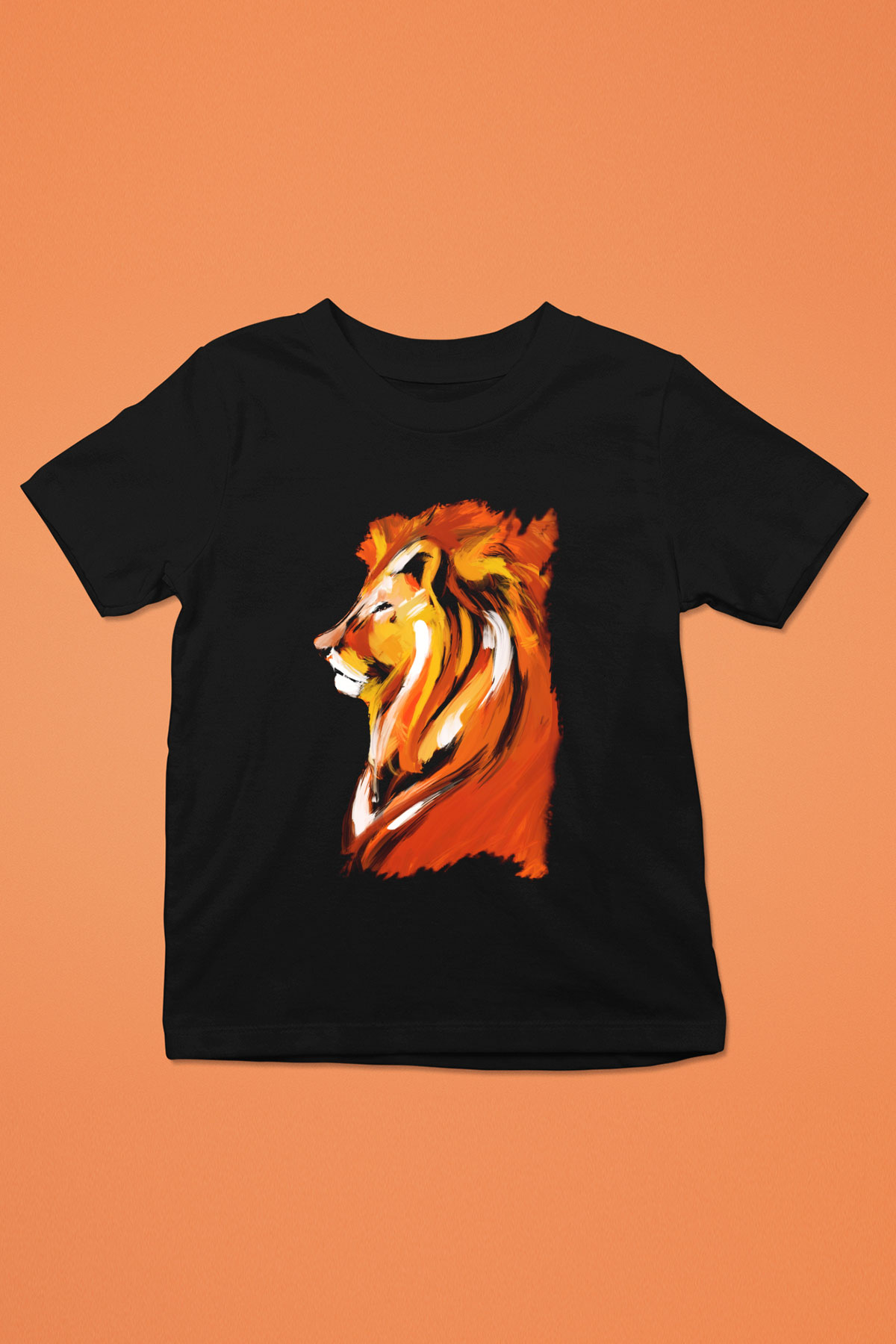 Aslan Baskılı Siyah Unisex Çocuk Tişört