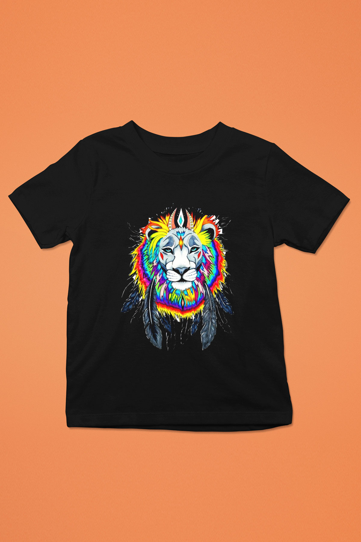 Aslan Baskılı Siyah Unisex Çocuk Tişört