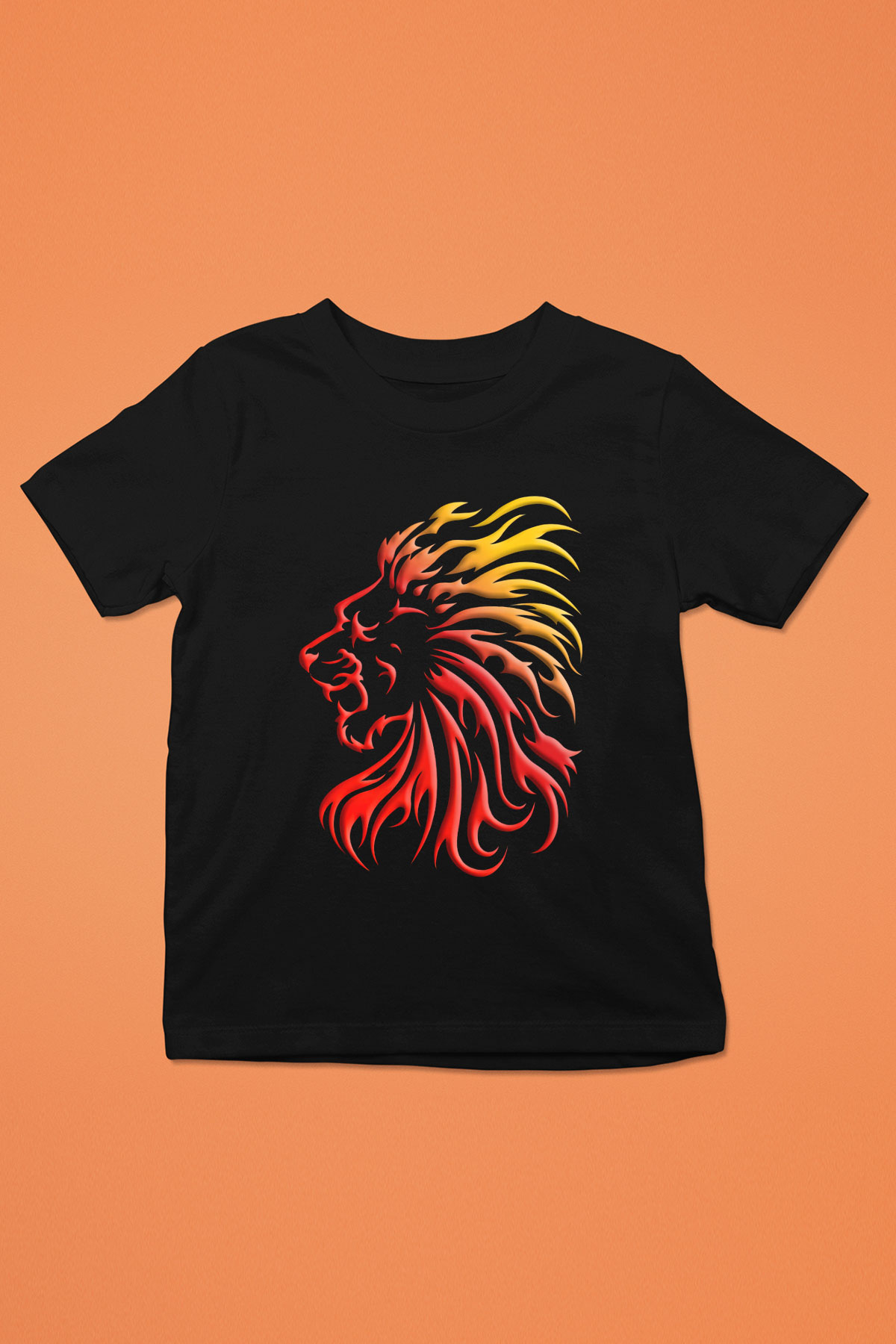 Aslan Baskılı Siyah Unisex Çocuk Tişört