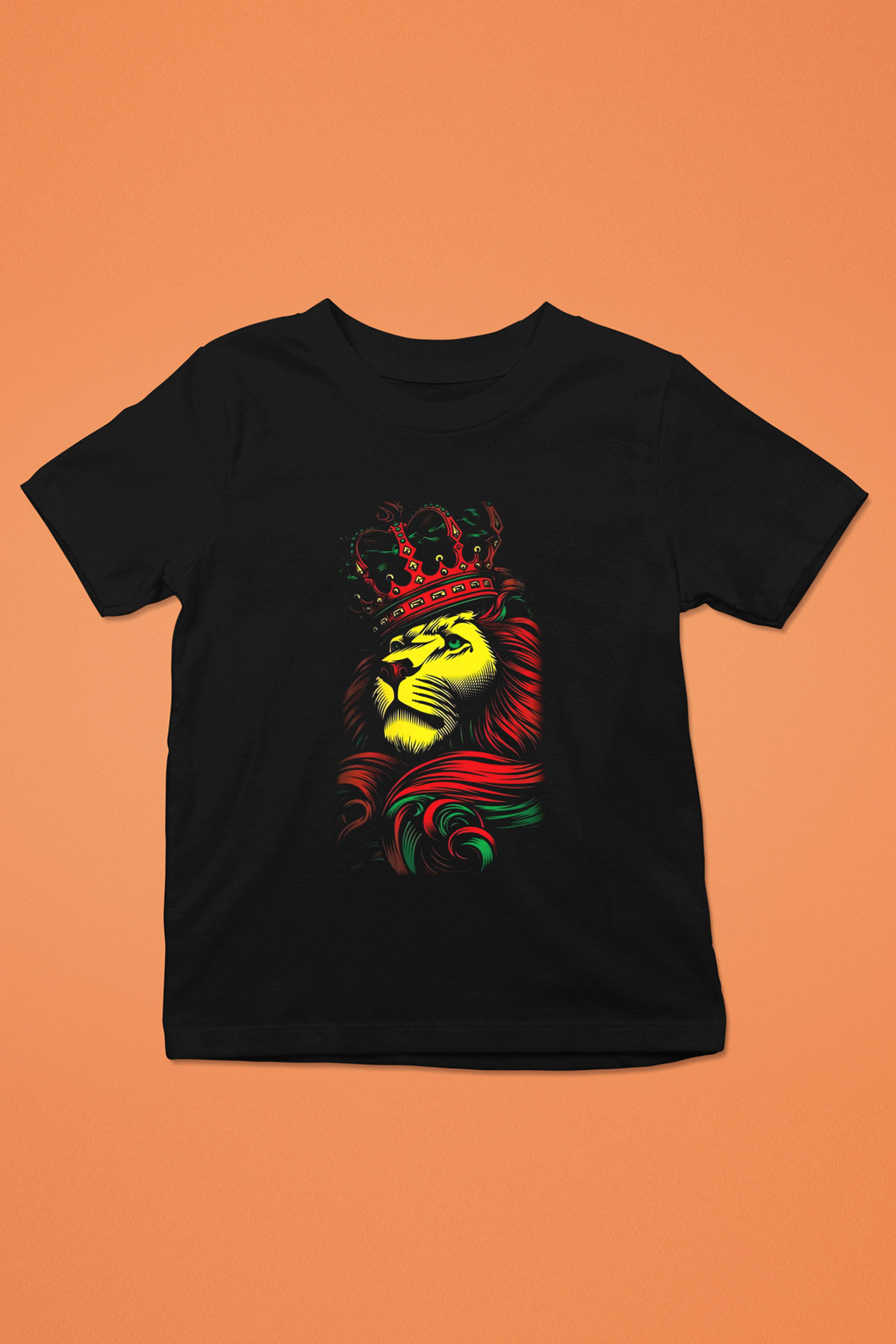 Aslan Baskılı Siyah Unisex Çocuk Tişört