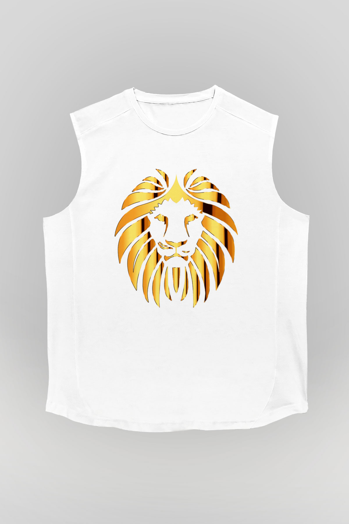 Aslan Beyaz Unisex Kolsuz Tişört