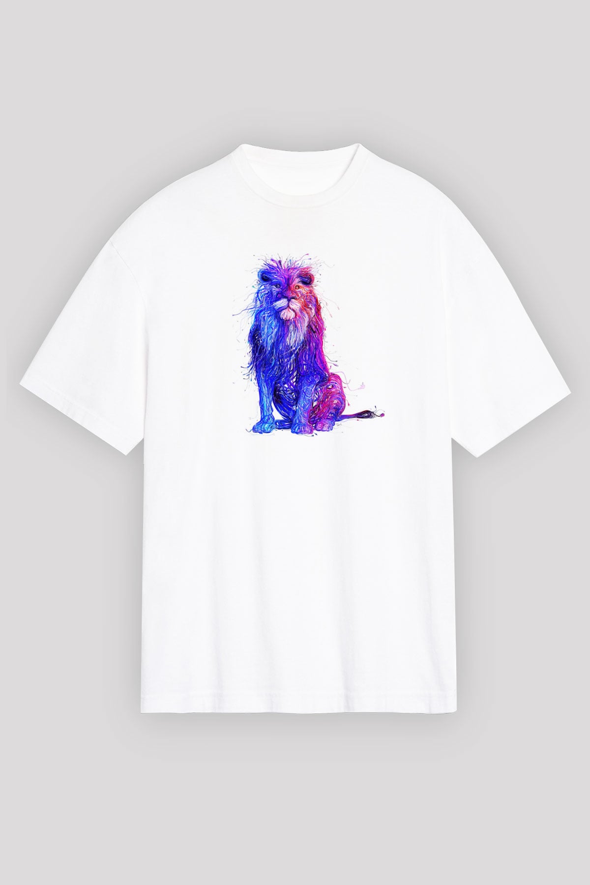 Aslan Beyaz Unisex Oversize Tişört T-Shirt