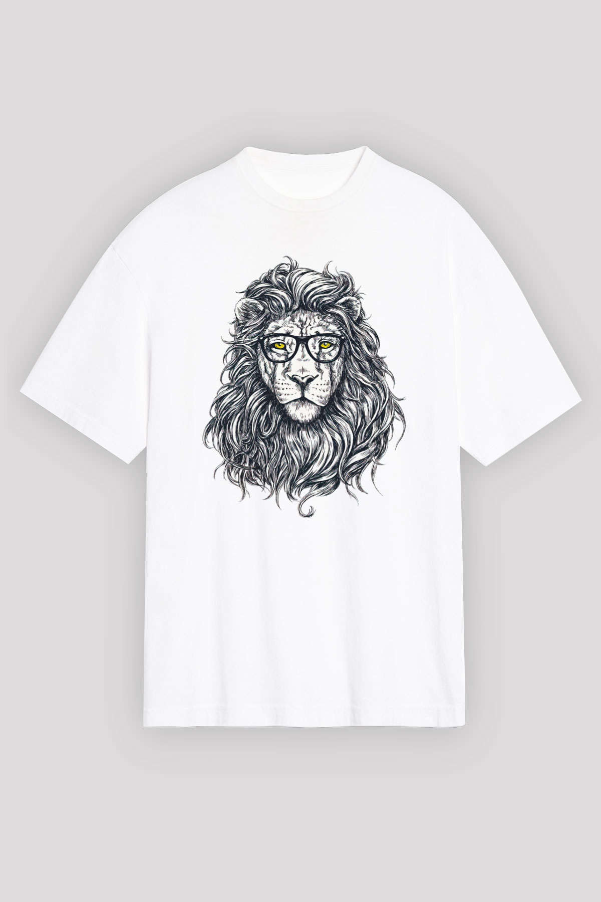 Aslan Beyaz Unisex Oversize Tişört T-Shirt