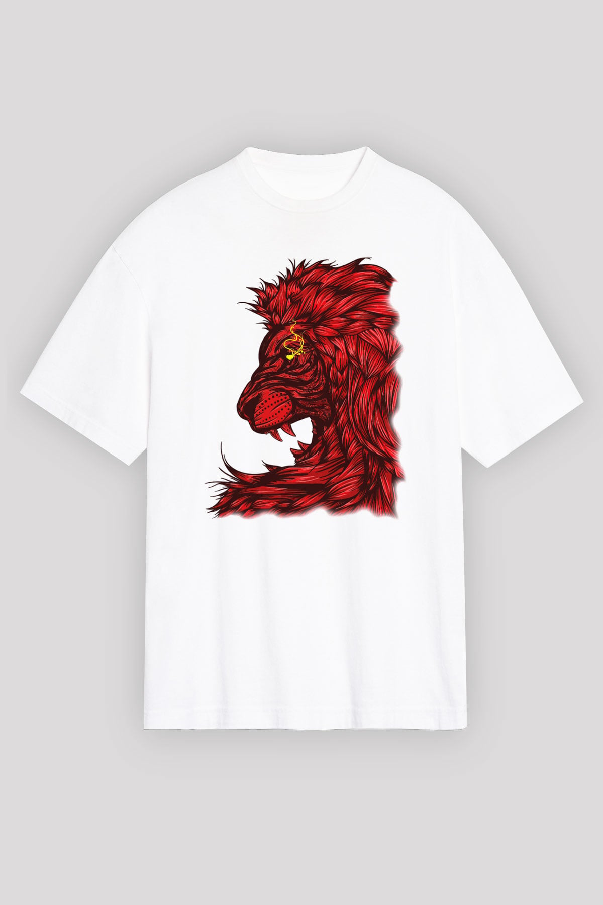 Aslan Beyaz Unisex Oversize Tişört T-Shirt