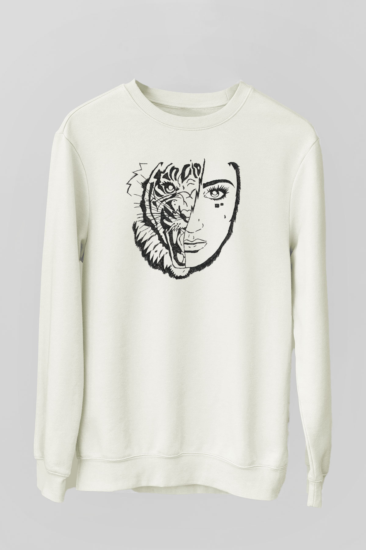 Aslan Beyaz Unisex Sweatshirt