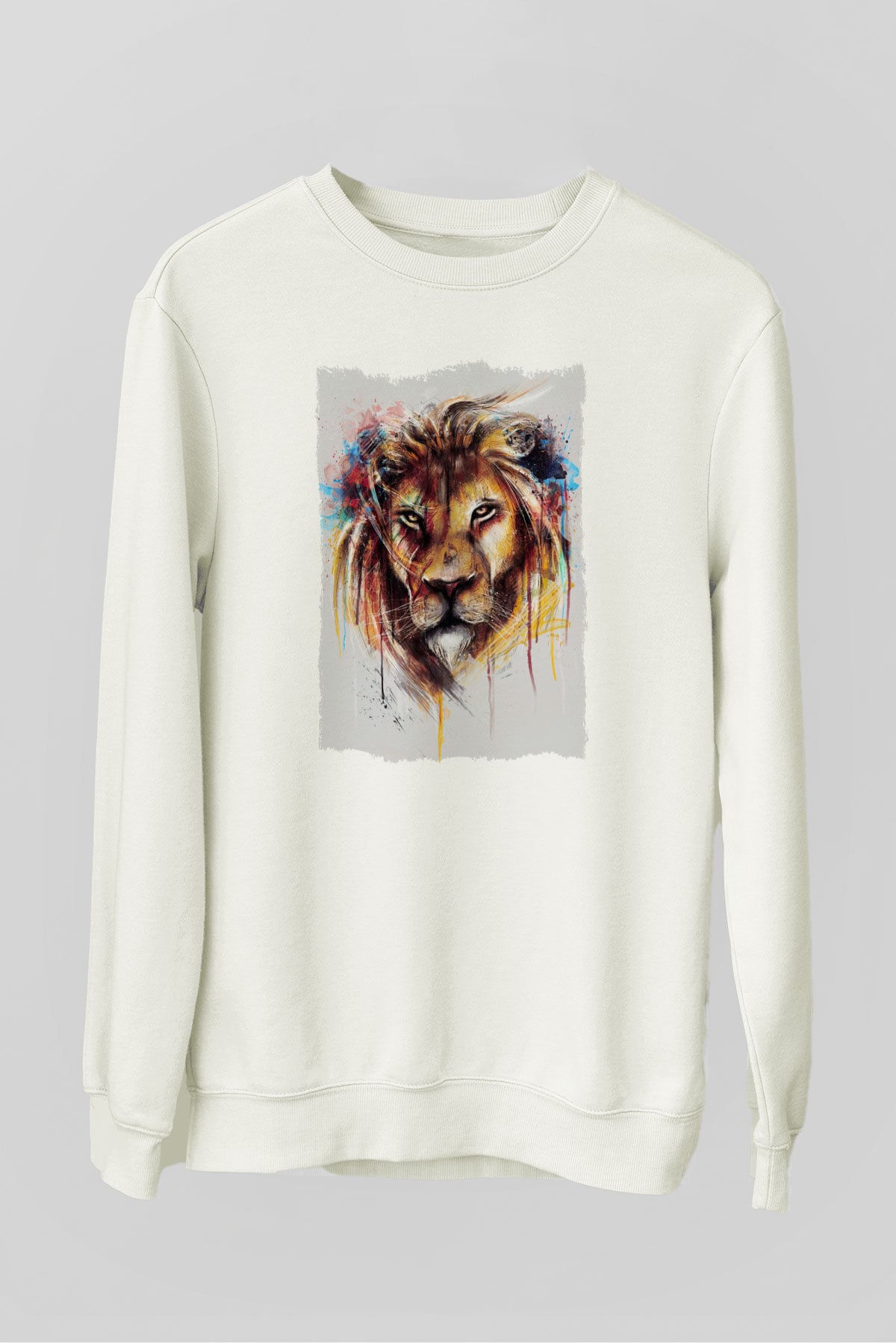 Aslan Beyaz Unisex Sweatshirt