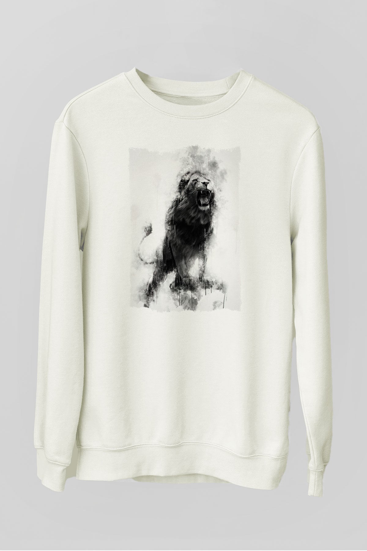 Aslan Beyaz Unisex Sweatshirt