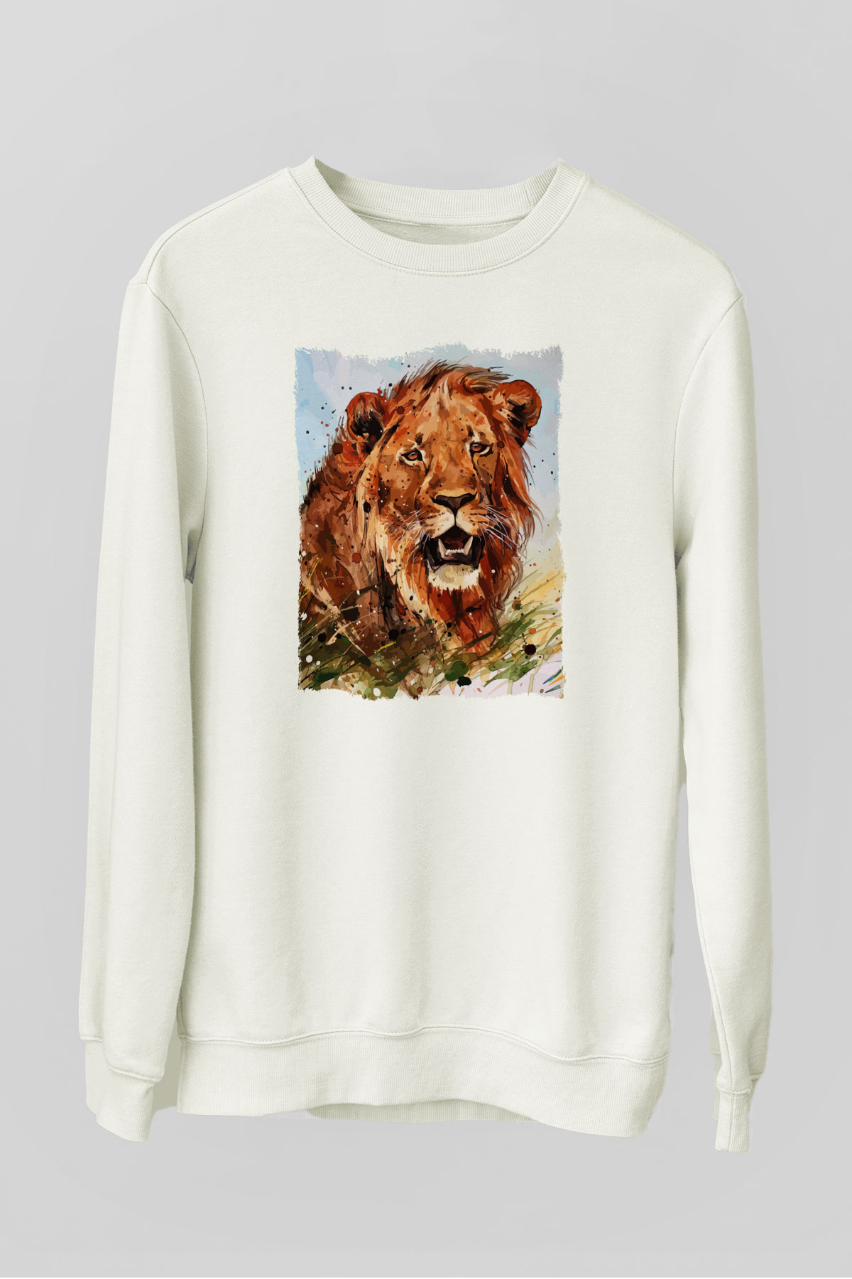 Aslan Beyaz Unisex Sweatshirt