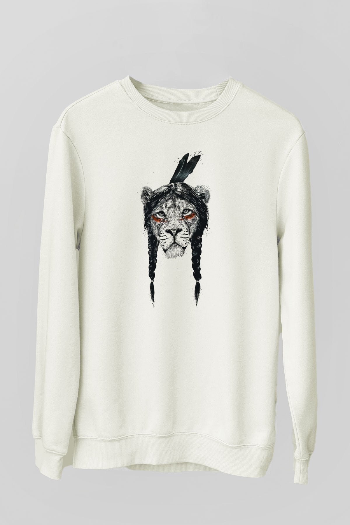 Aslan Beyaz Unisex Sweatshirt