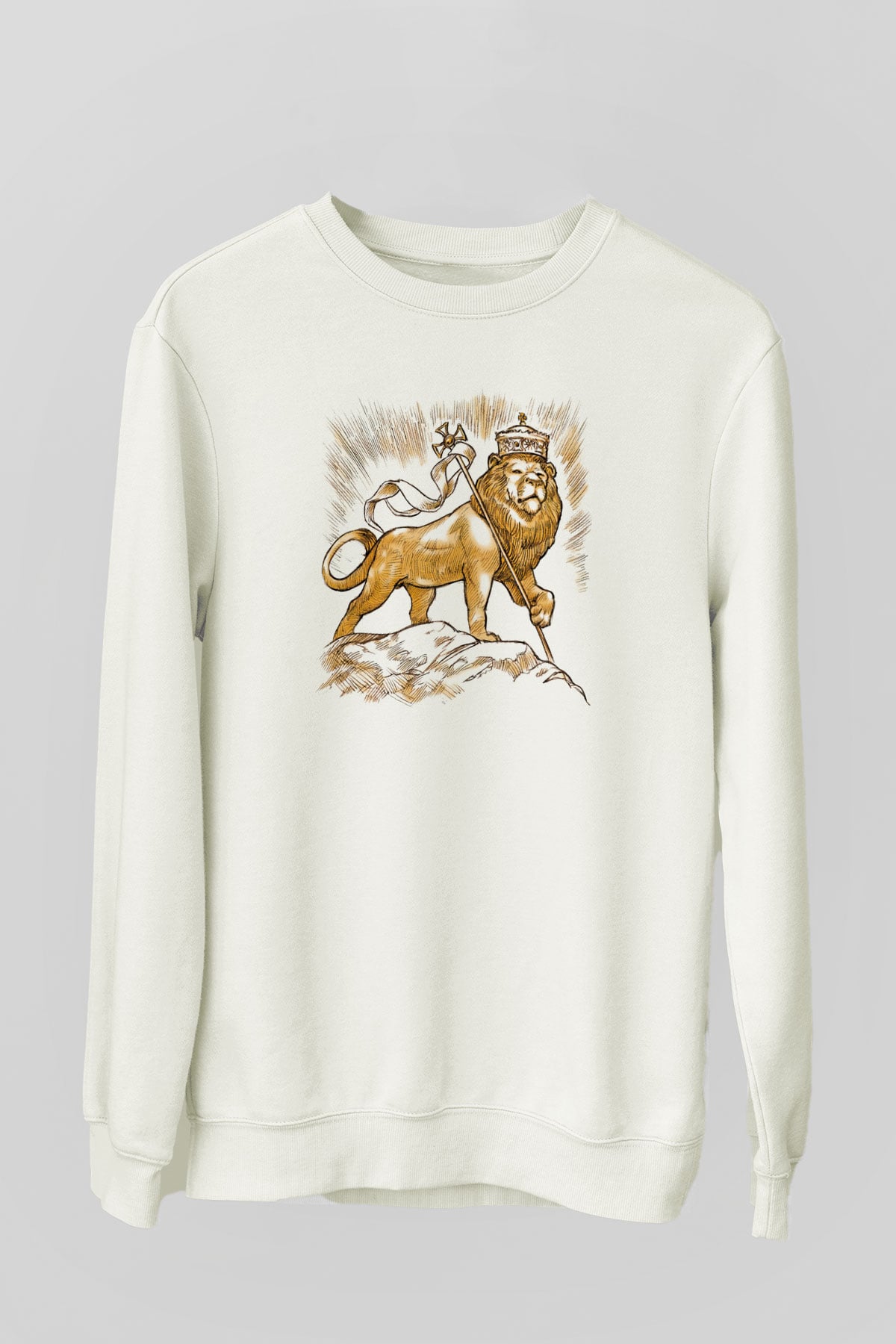 Aslan Beyaz Unisex Sweatshirt